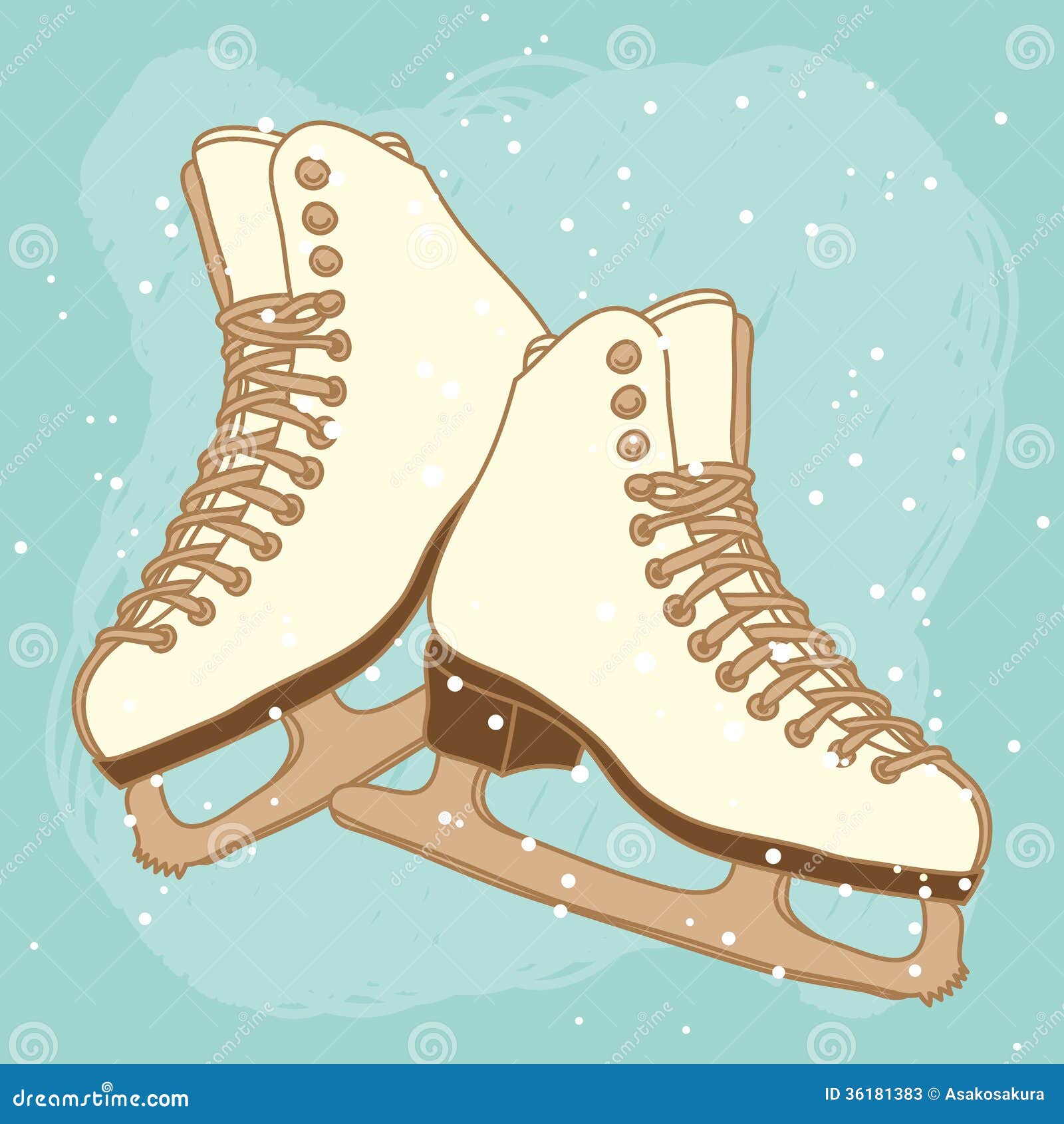 Vector Postcard Design With Ice Skates Stock Photos - Image: 36181383