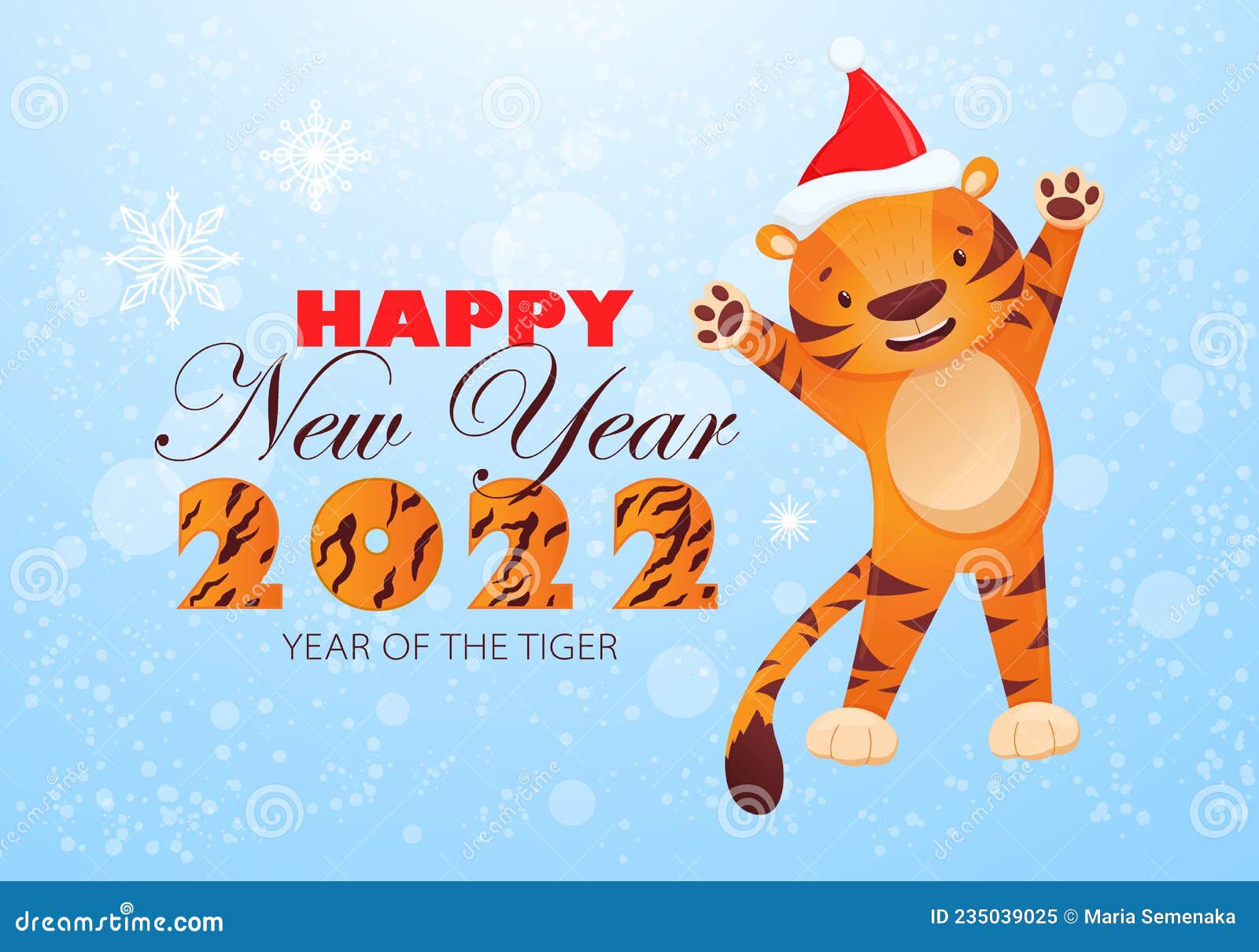 Vector Poster with Cartoon Tiger. Happy Chinese New Year 2022. Cartoon ...