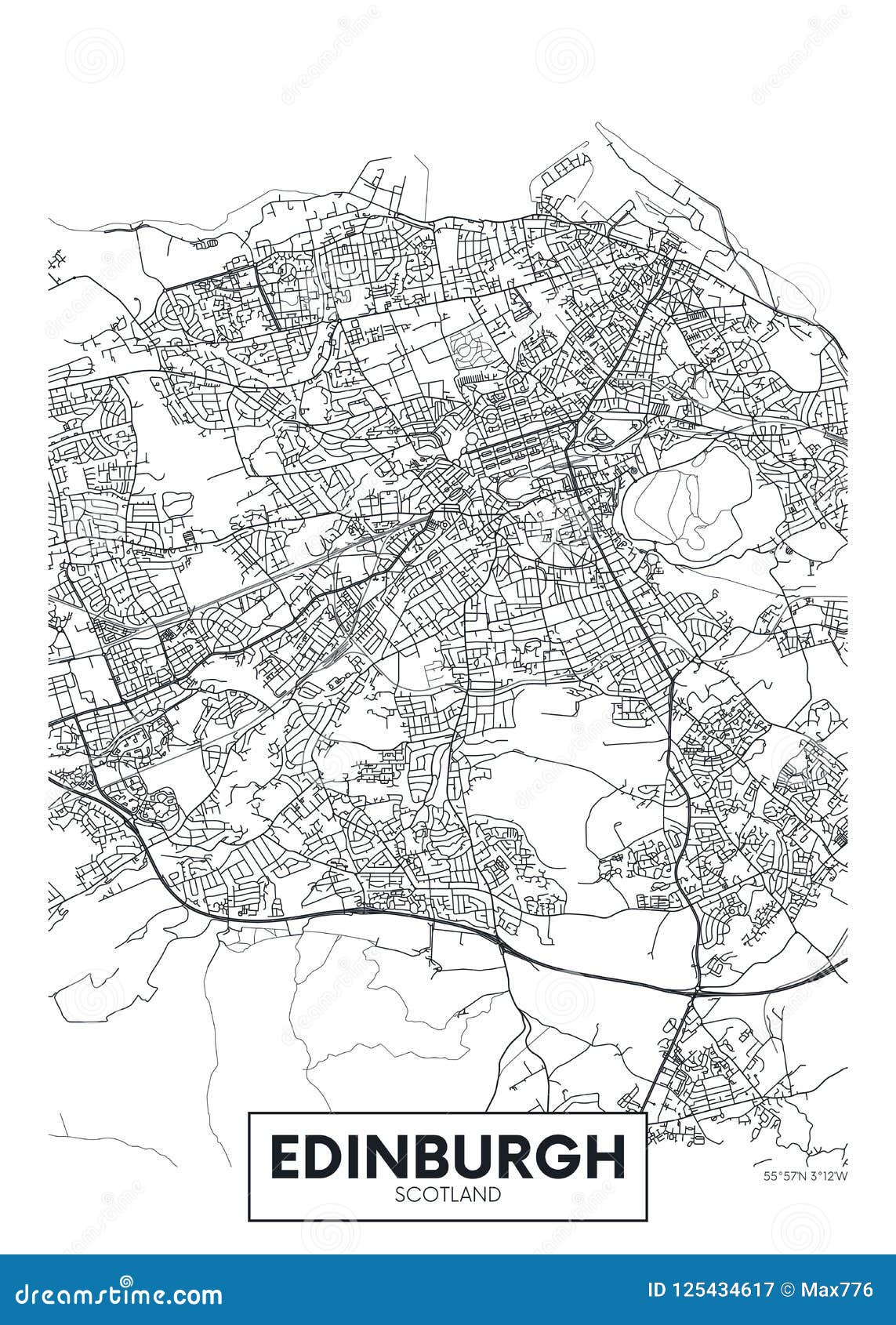  poster detailed city map edinburgh