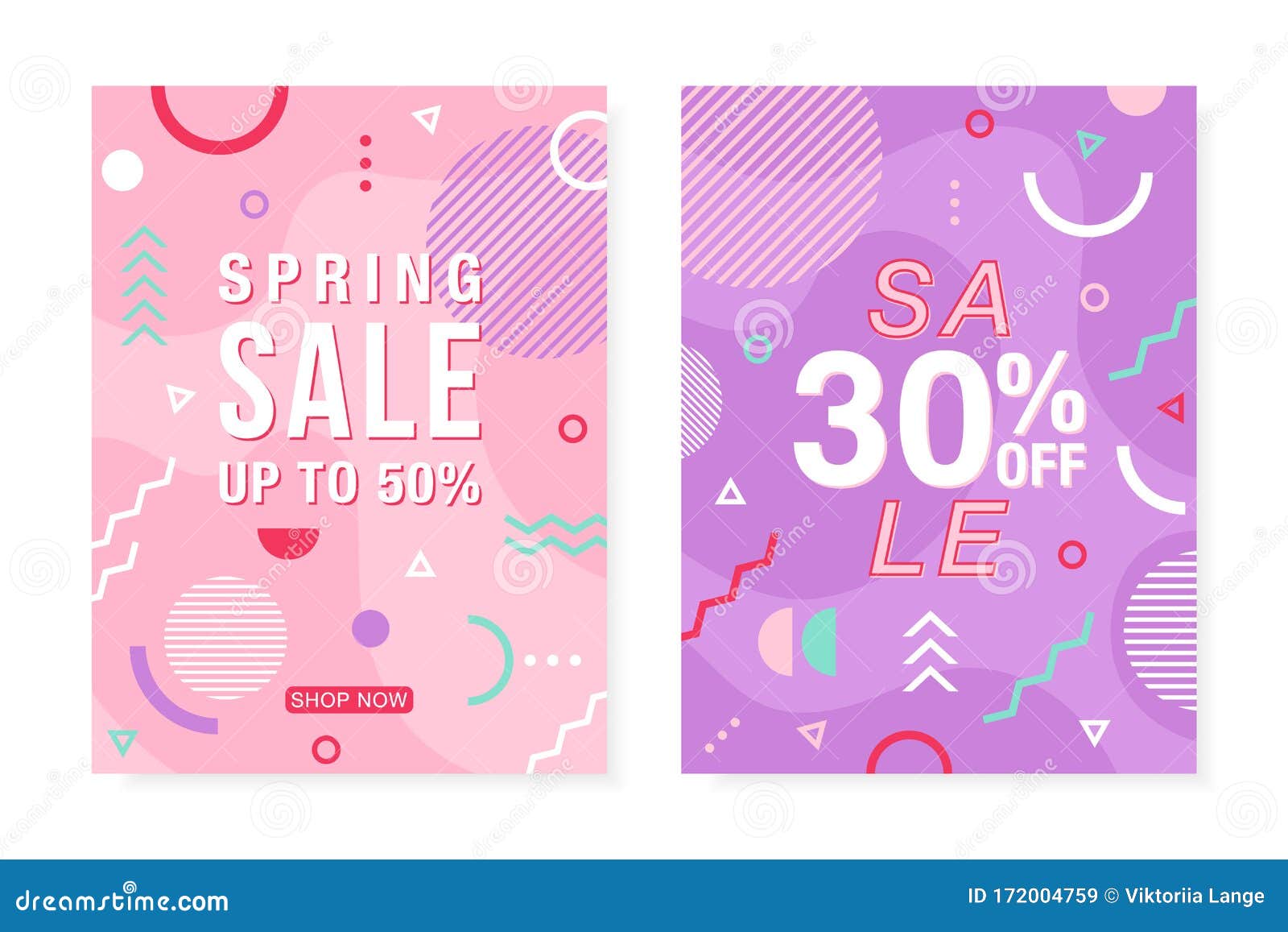  poster with geometric forms, lines and dots in trendy memphis style.