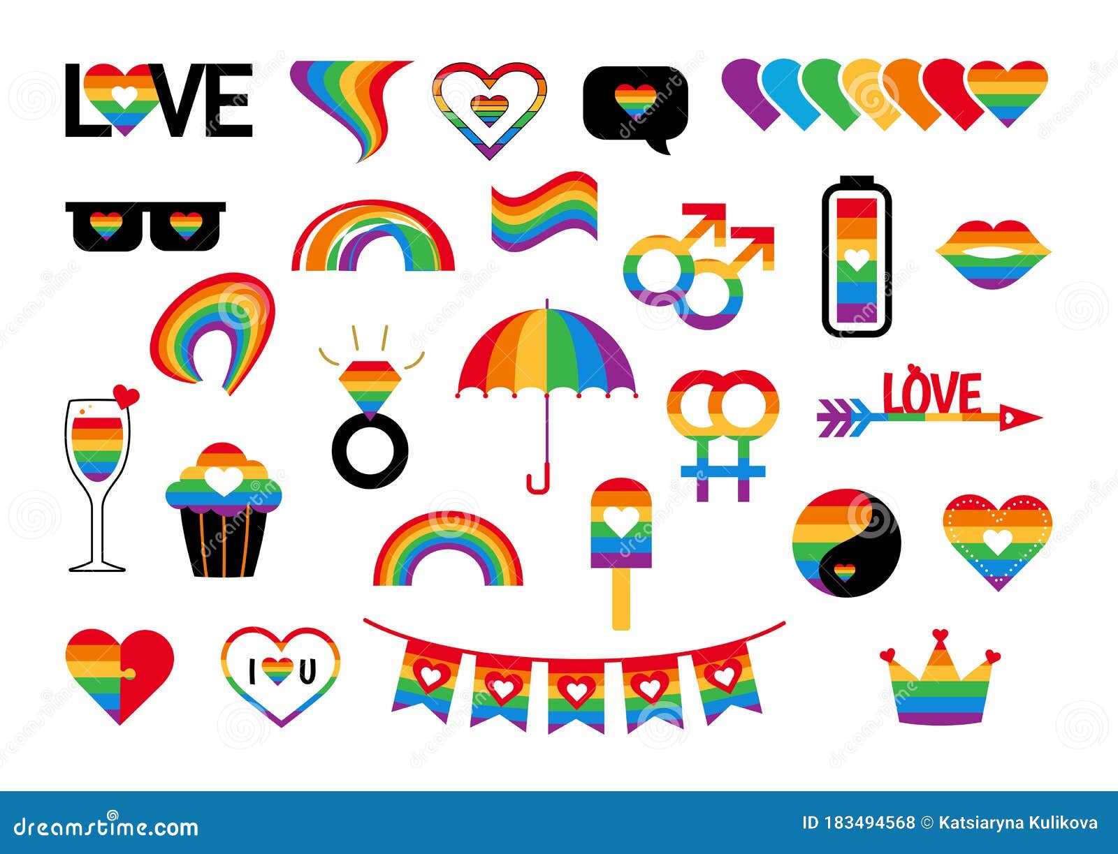 Vector Pride Symbols Set Gay Lgbt Party Stock Vector Illustration Of Lips Homosexual 183494568