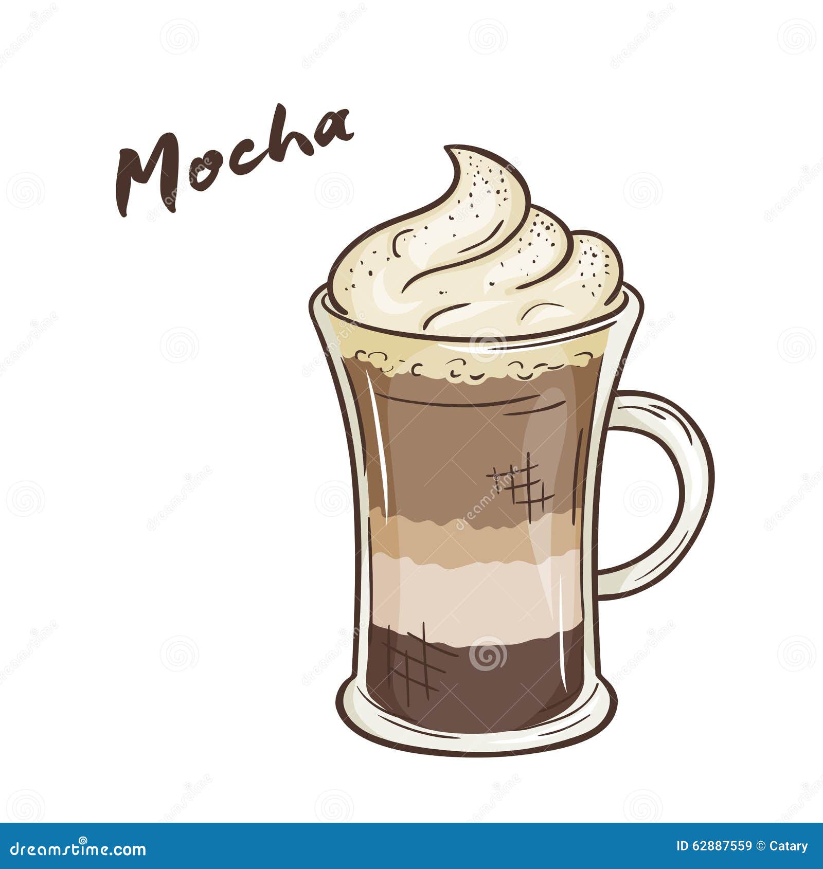 Vector Printable Illustration of Isolated Cup of Mocha with Label Stock