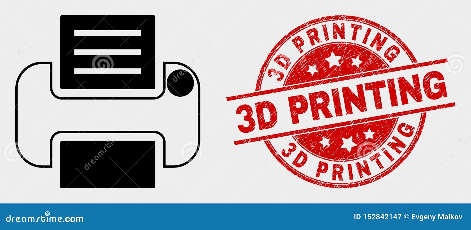 Vector Printer Icon and Distress 3D Printing Watermark Stock Vector Illustration of replicator