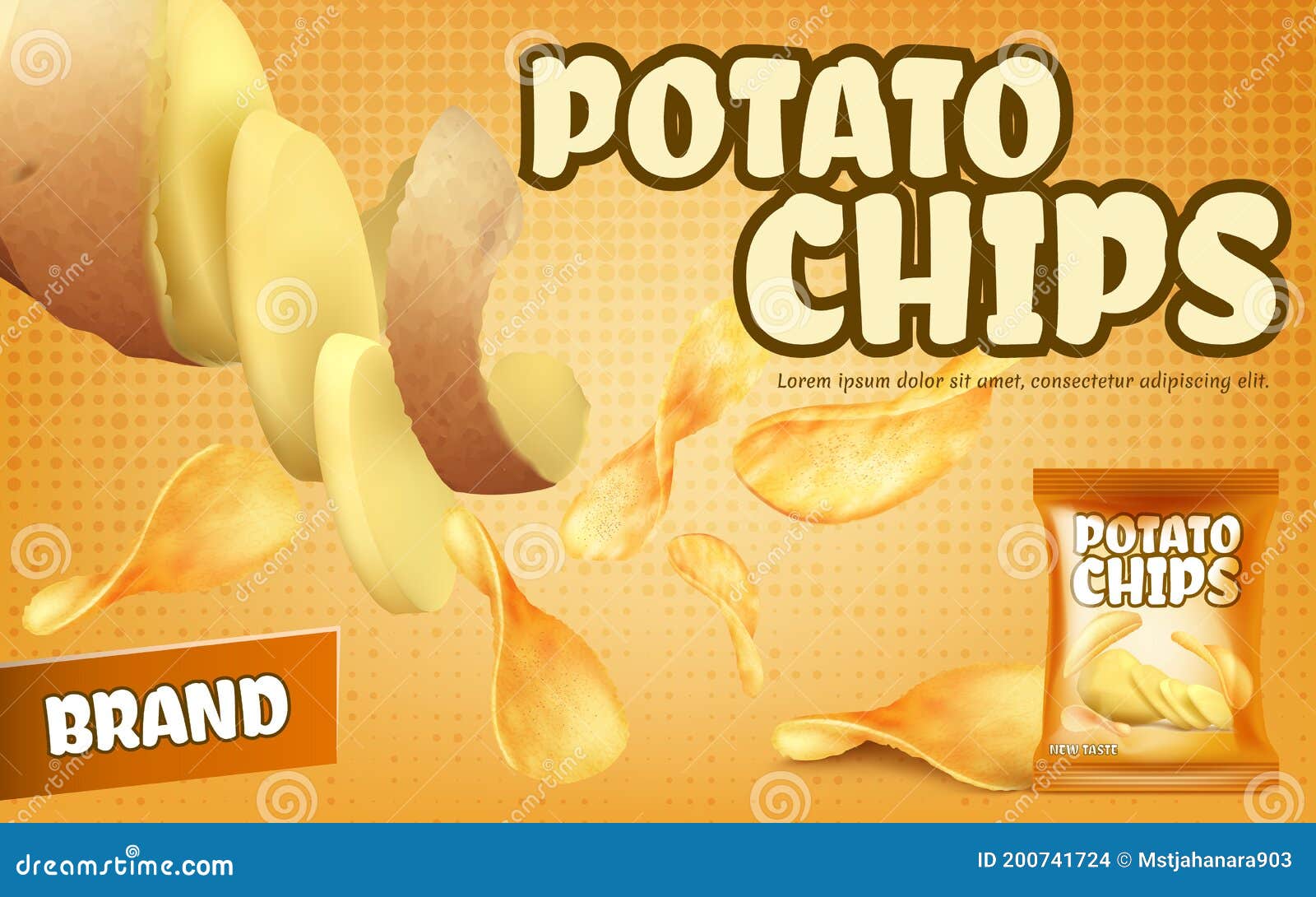 Vector Promotion Banner with Crispy Potato Chips Stock Vector ...