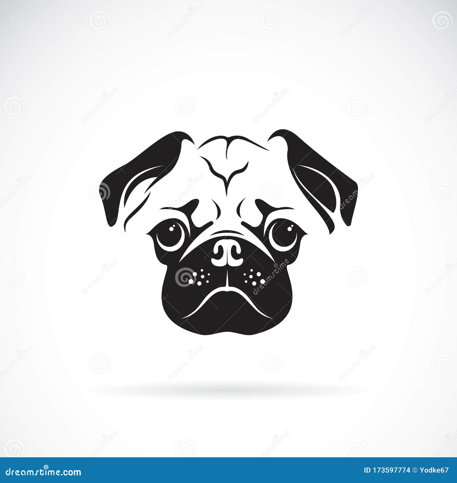 Download Vector Of Pug Dog Face On White Background, Pet. Animals ...