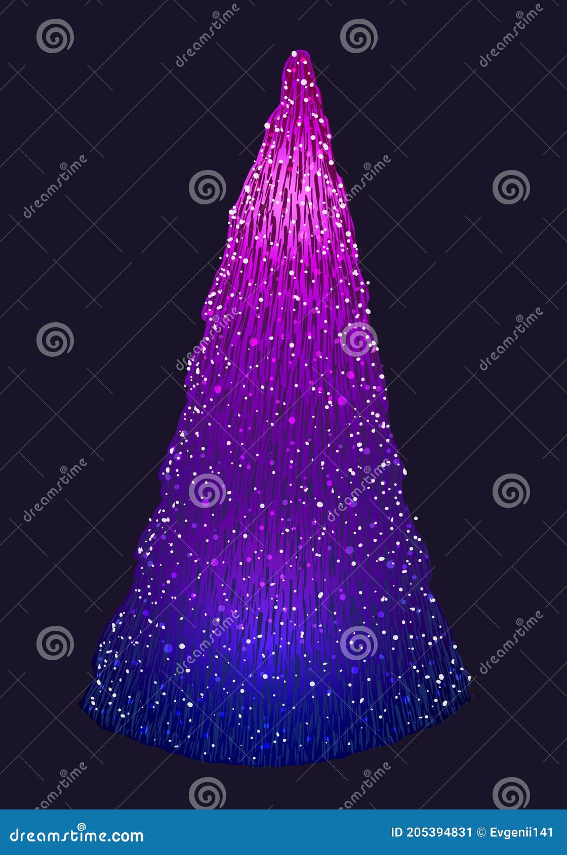 Vector Purple Blue Decorated Christmas Tree with Garlands Stock Vector