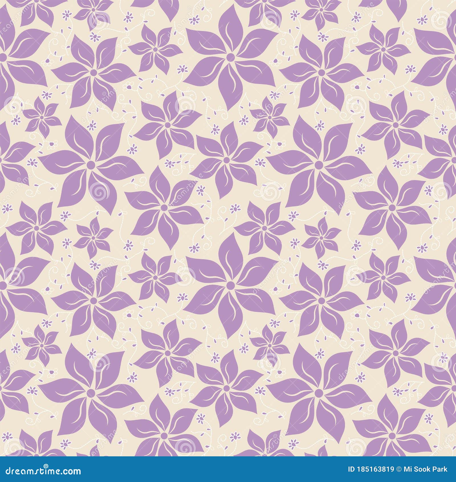 Vector Purple Ditsy Floral Stitch Textreed Seamless Pattern Background ...