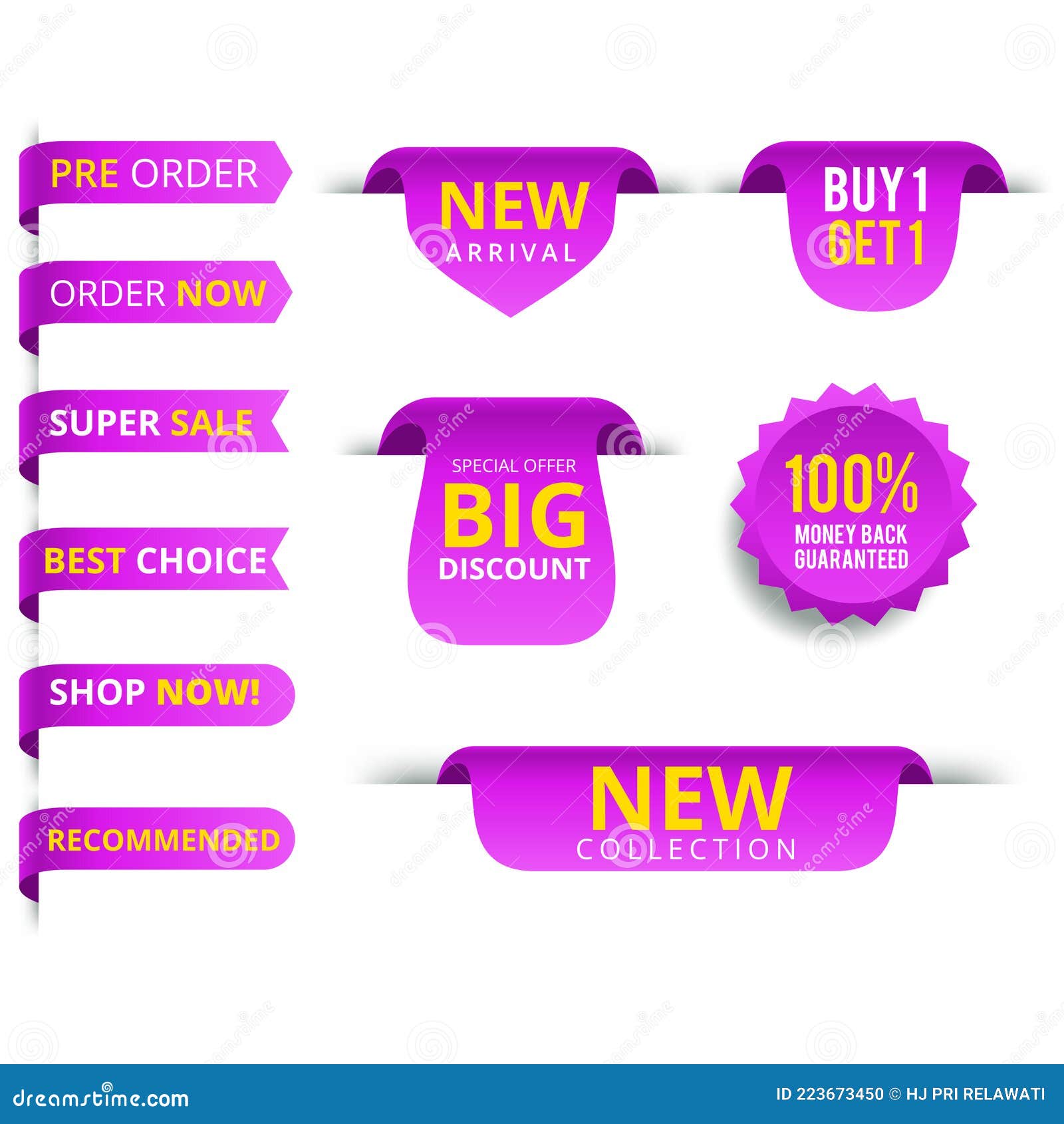 Vector Purple Labels Isolated on White Background Stock Vector