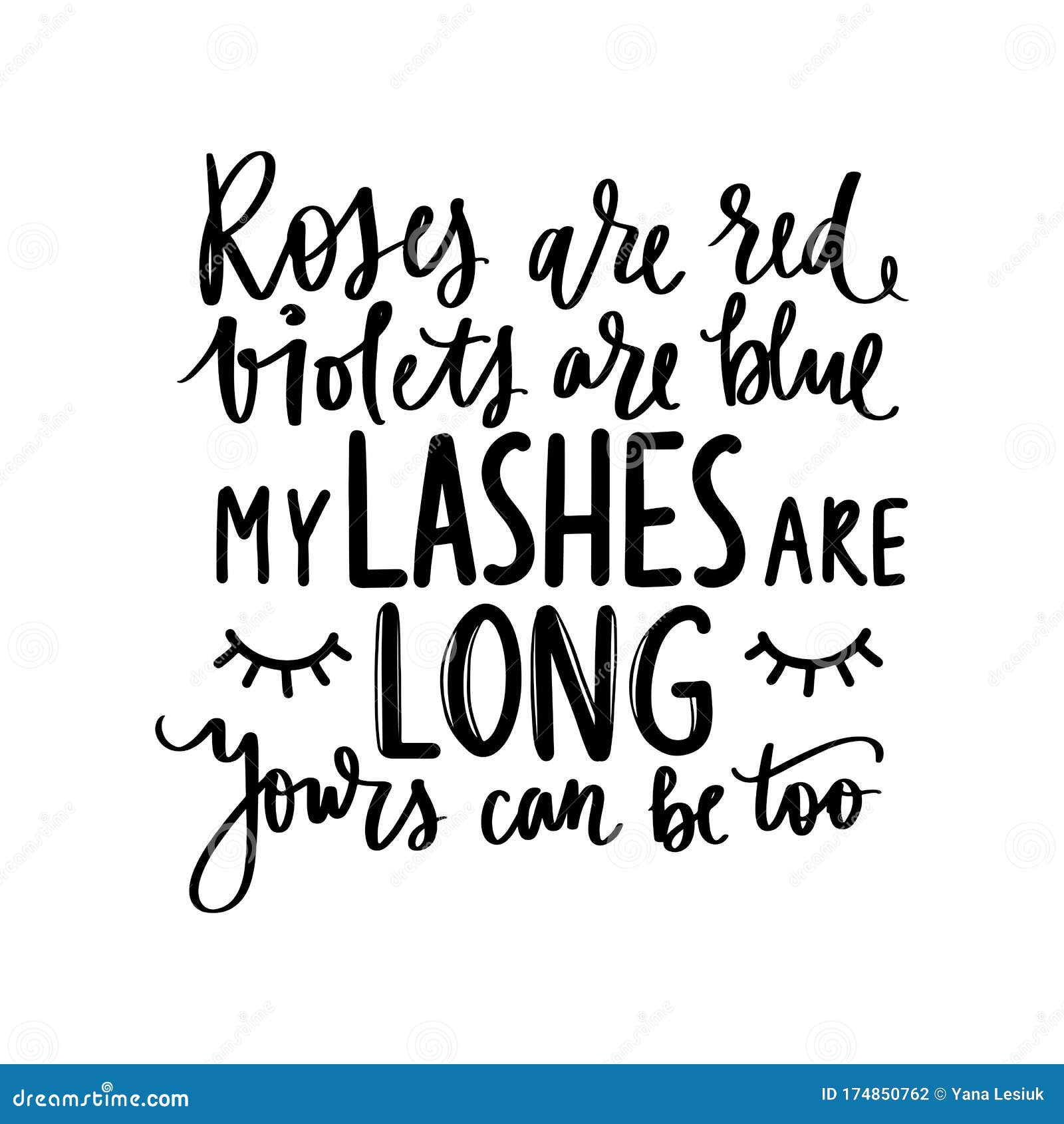 Vector Quote About Long Lashes Calligraphy Phrase For Beauty