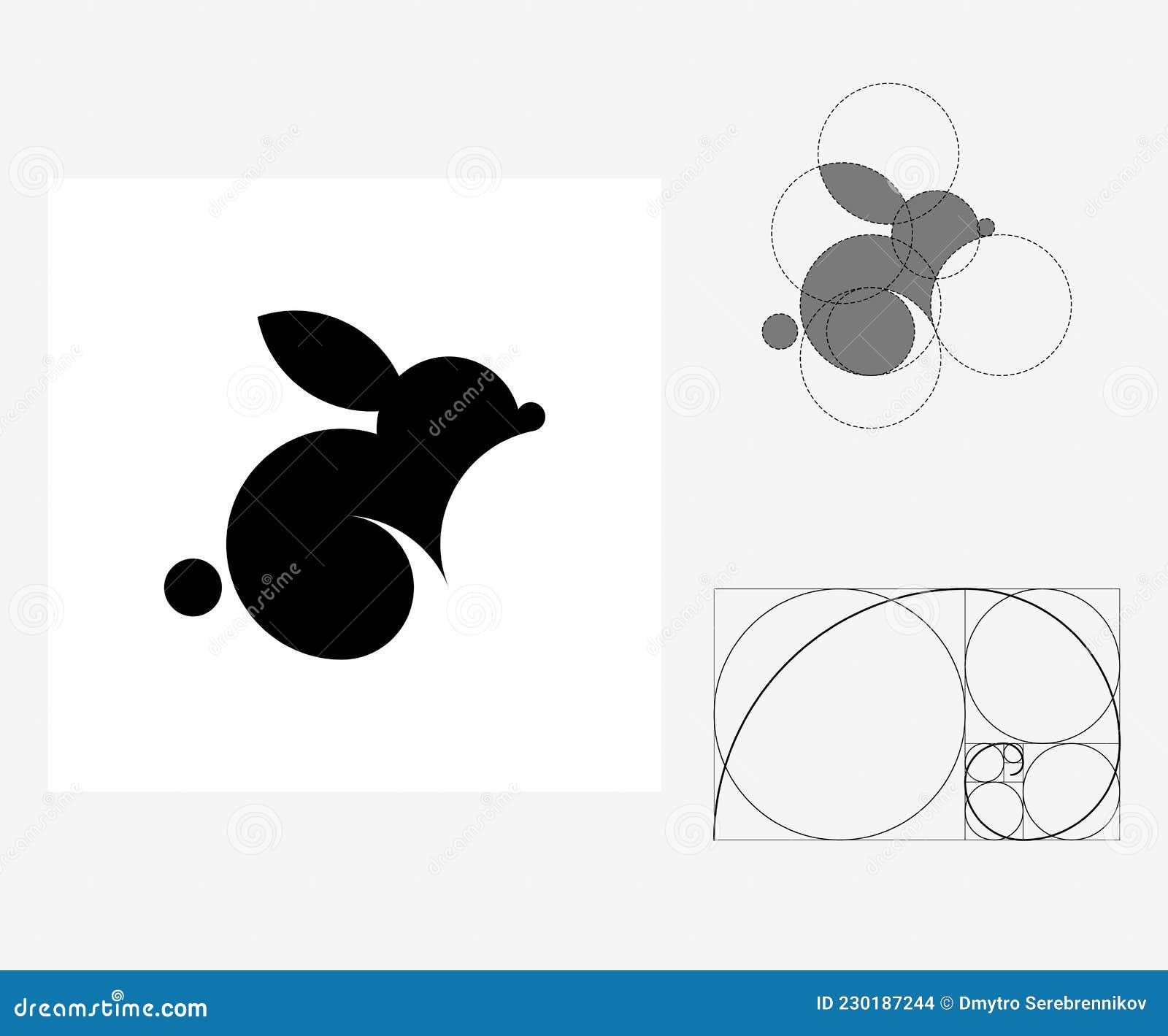 Vector Rabbit in Golden Ratio Style. Editable Illustration Stock Vector ...