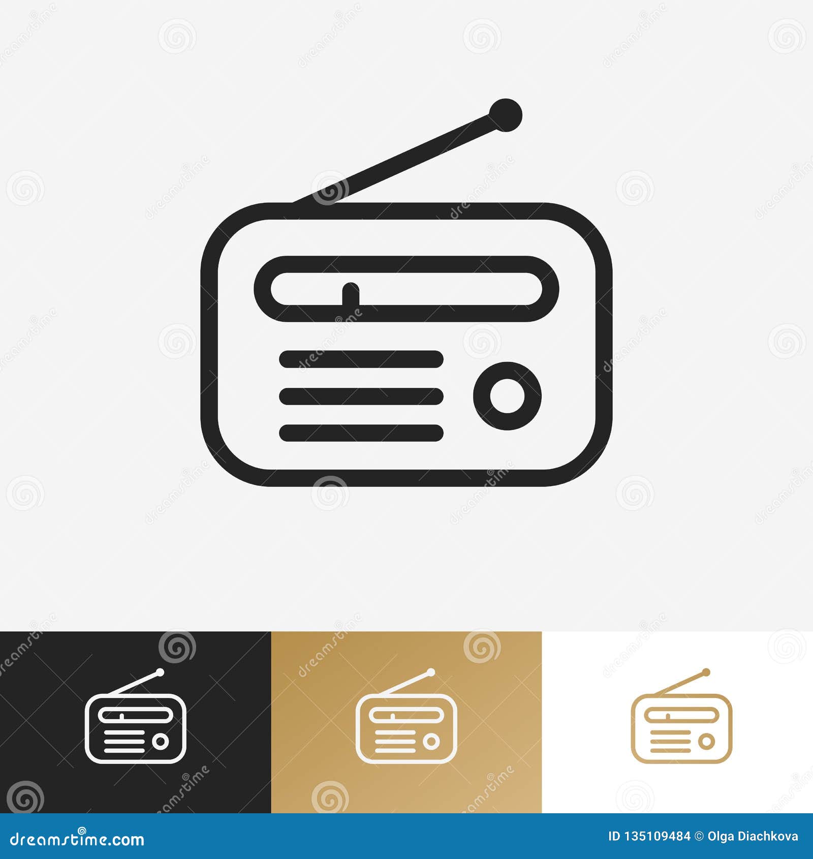 Vector radio logo set stock vector. Illustration of isolated - 135109484