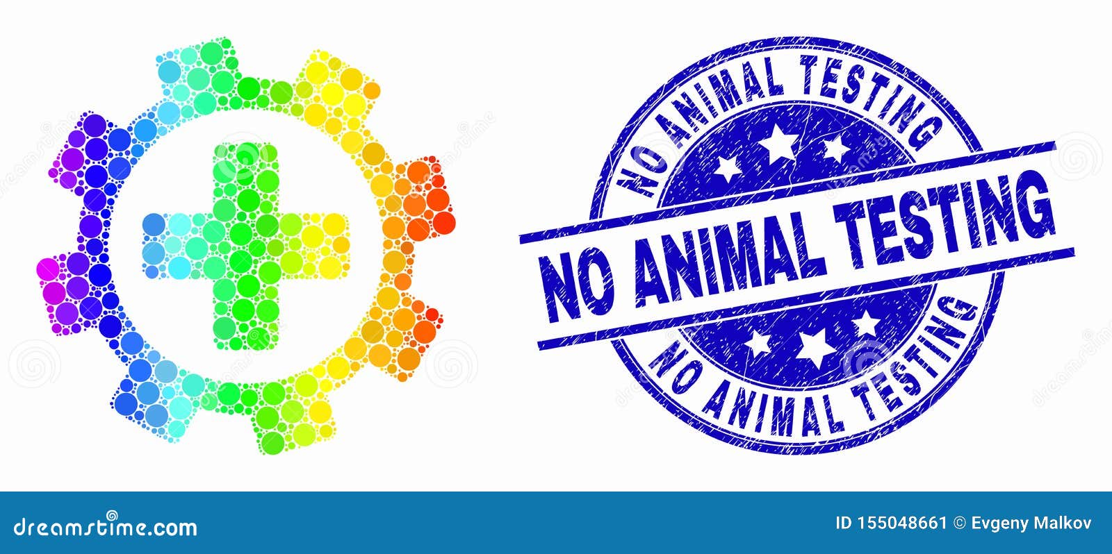 Download Vector Rainbow Colored Dot Medical Service Gear Icon And Distress No Animal Testing Seal Stock ...