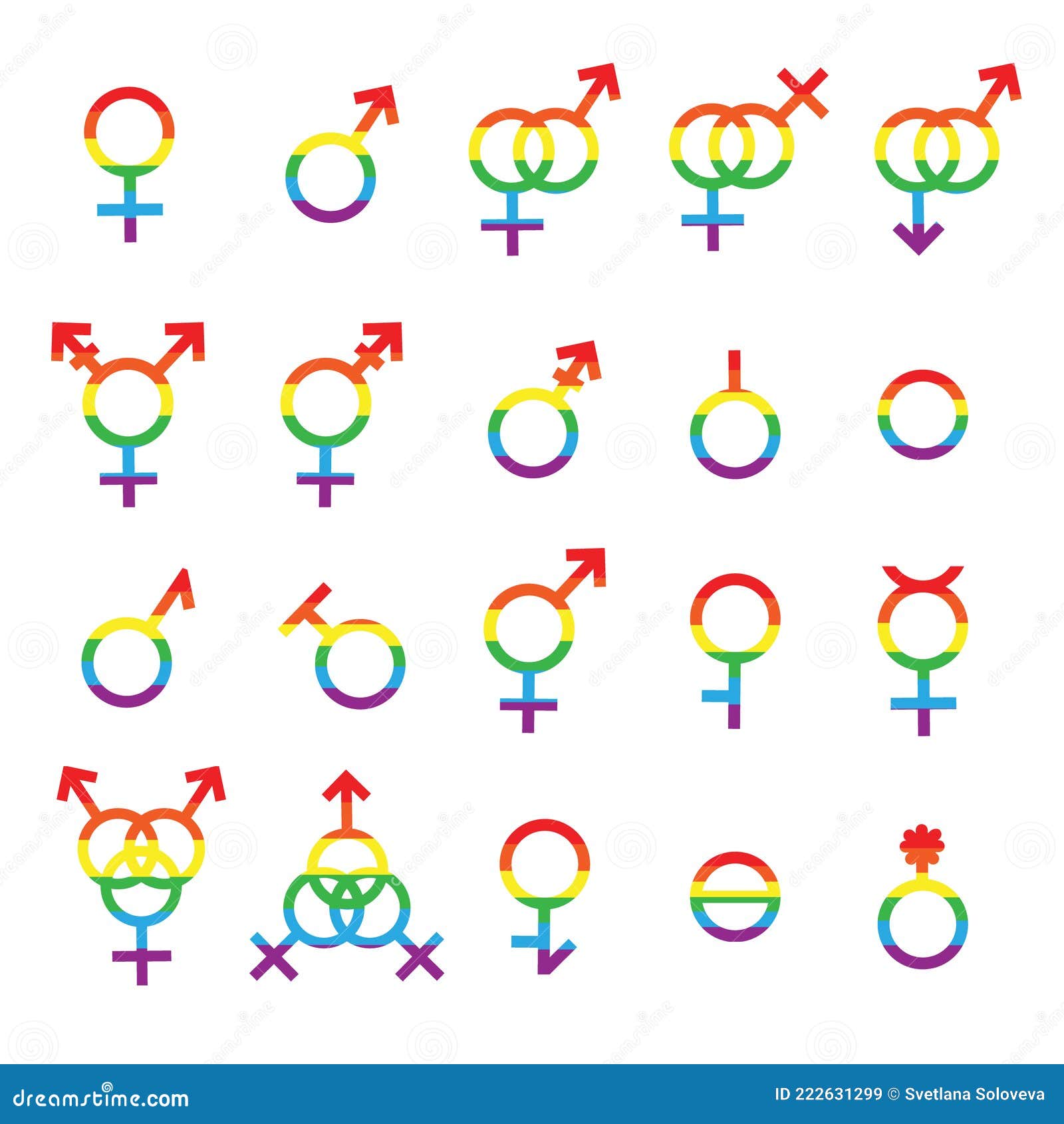 Vector Rainbow Gender Symbol And Sex Orientation Stock Vector Illustration Of Pictogram