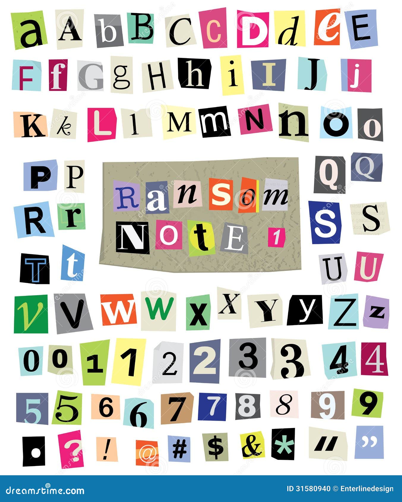  ransom note #1- cut paper letters, numbers, s