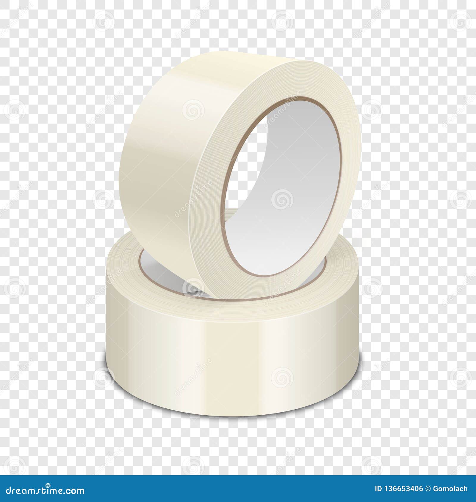 Download Vector Realistic Beige 3d Glossy Tape Roll Template For Logo, Print, Mock-up Set Closeup ...