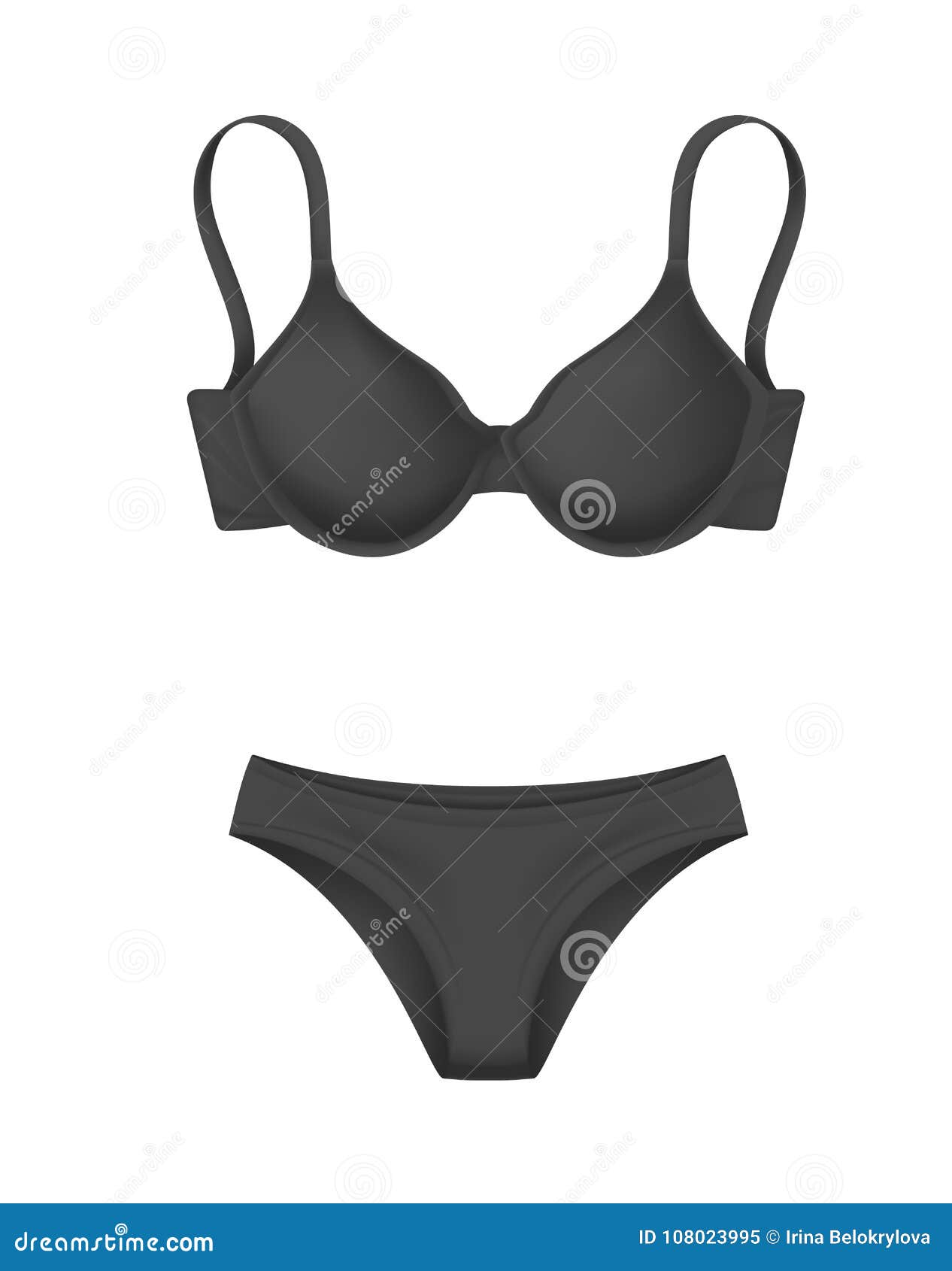 Download Vector Realistic Black Bra Panties Template Mockup Stock ...