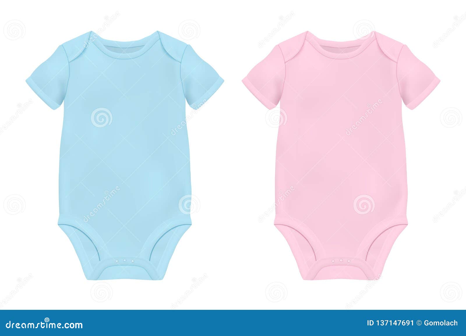 Download Vector Realistic Blue And Pink Blank Baby Bodysuit ...