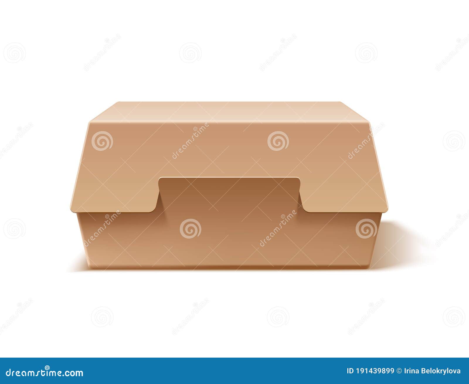 Download Vector Realistic Cardboard Burger Box Mock Up Stock Vector Illustration Of Carton Hamburger 191439899