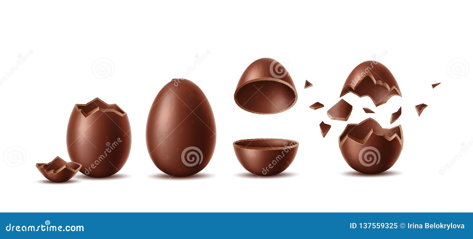 Easter broken egg 3d chocolate brown open Vector Image