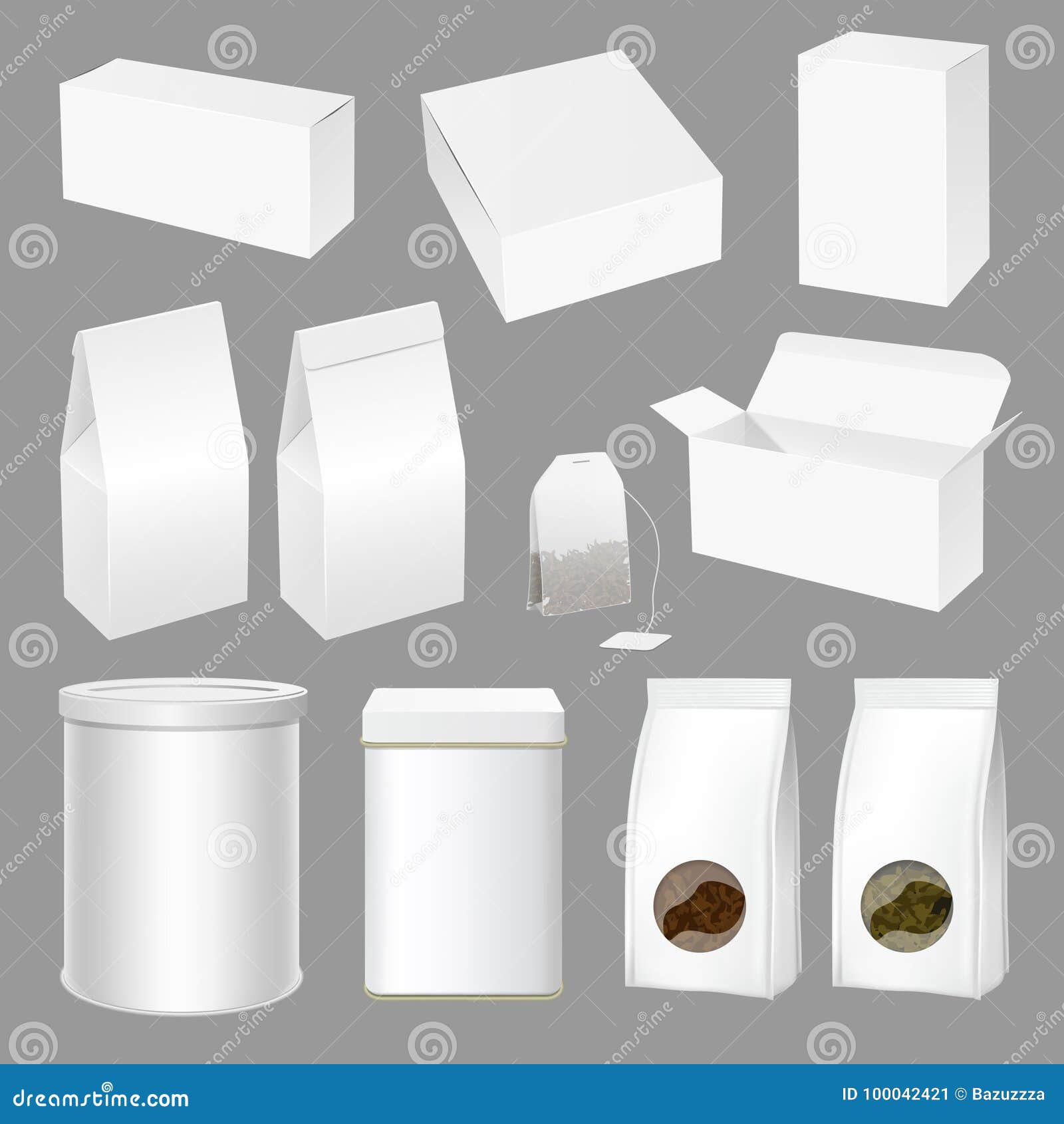 Vector Realistic Creative Tea Packaging Design Set Stock Vector ...