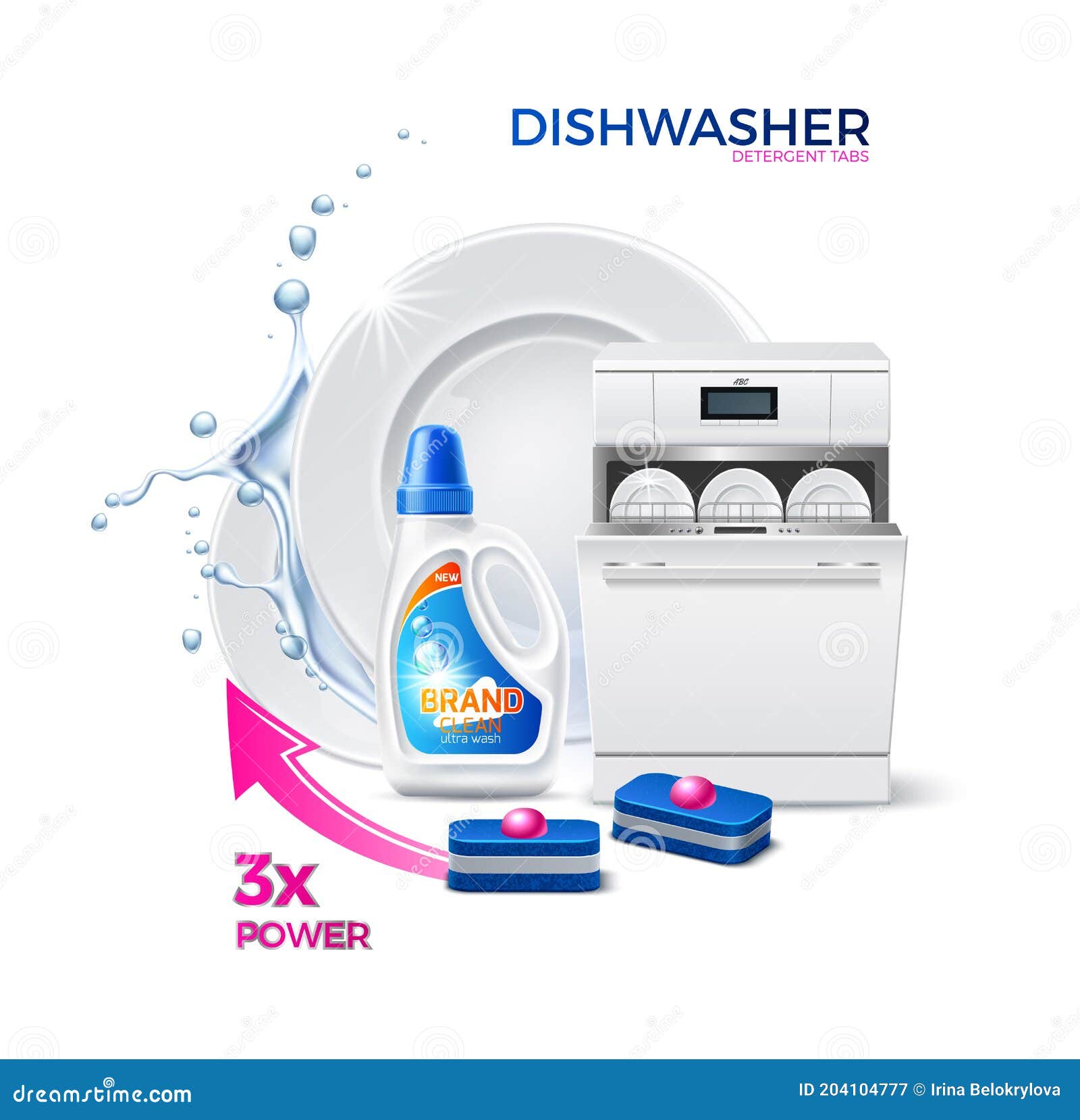 Vector Realistic Dishwasher Tabs Ad Template a Stock Vector
