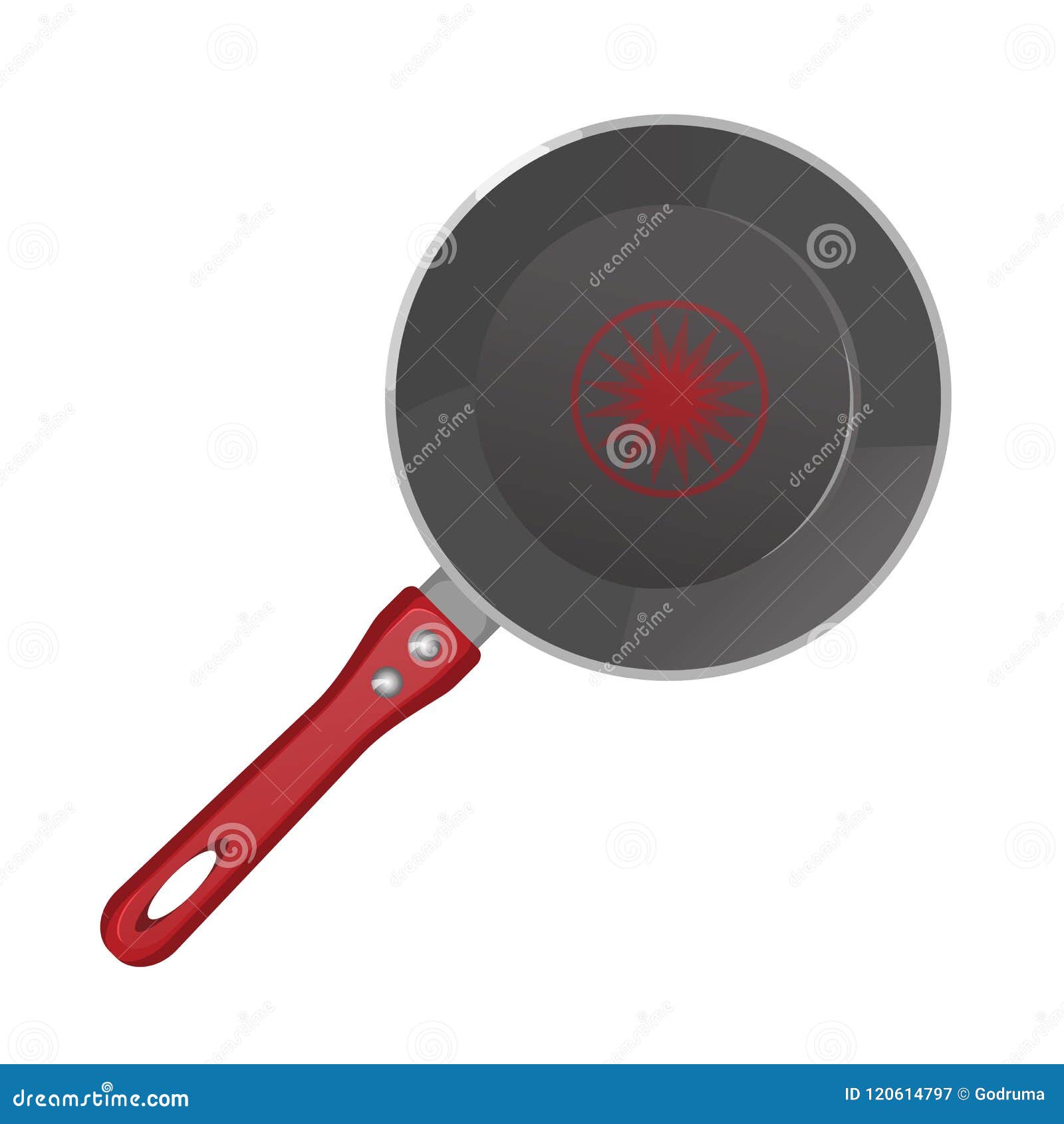  realistic empty frying pan icon in top view