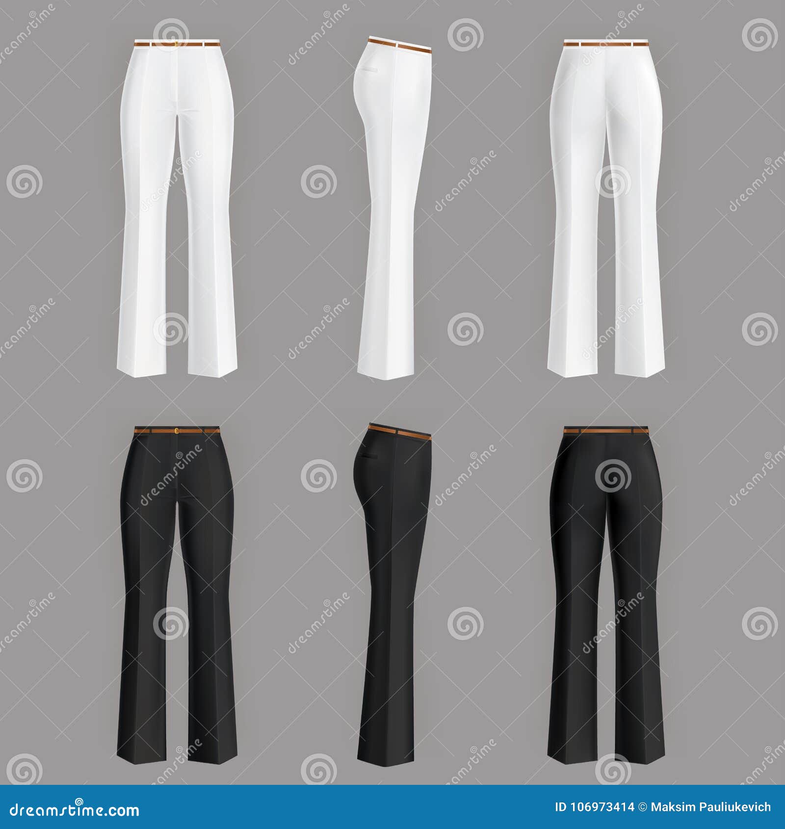 Vector Realistic Formal Trousers for Women Stock Vector - Illustration of  back, background: 106973414