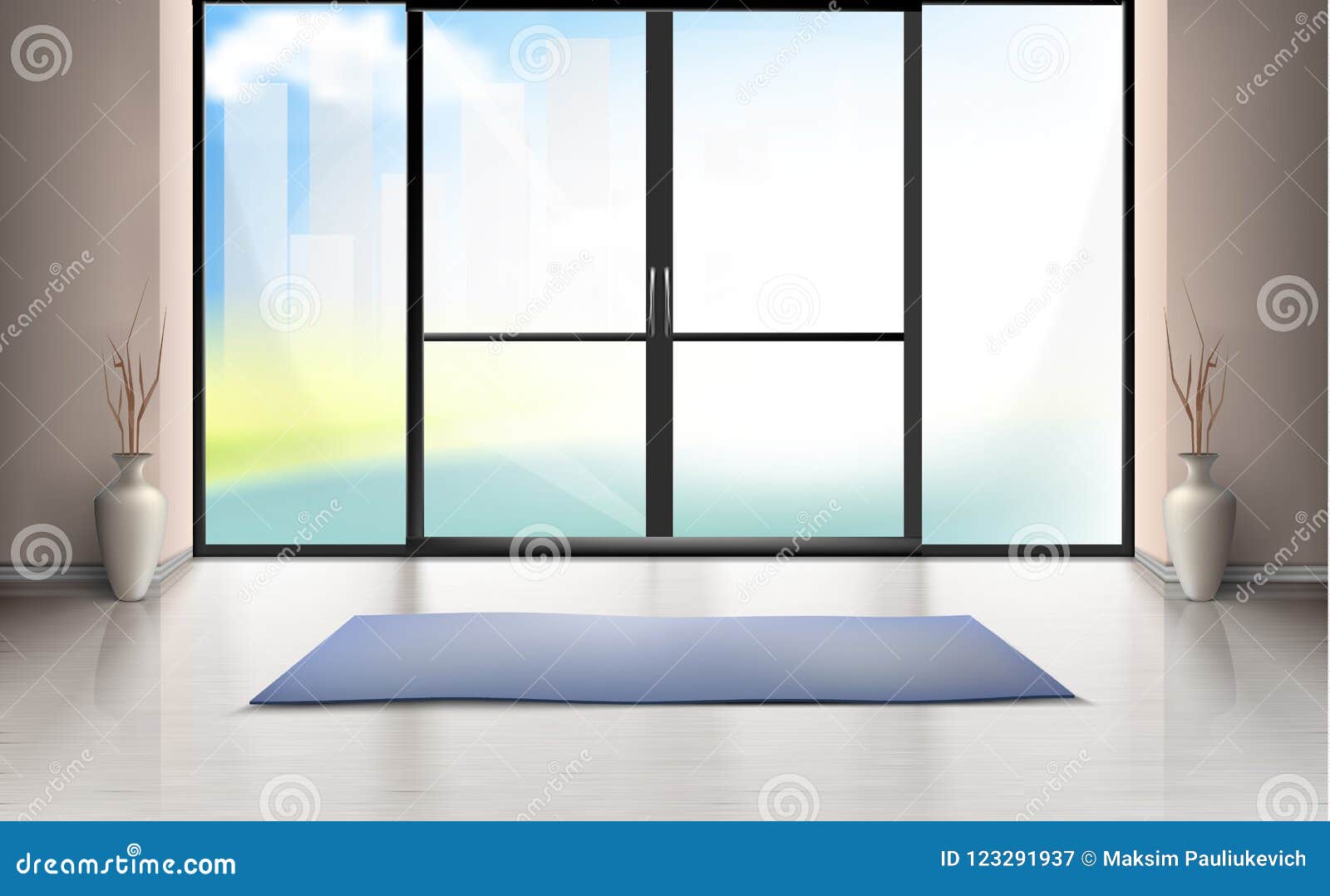 Download Vector Mockup Of Entrance Room With Glass Door Stock Vector Illustration Of Entrance Contemporary 123291937