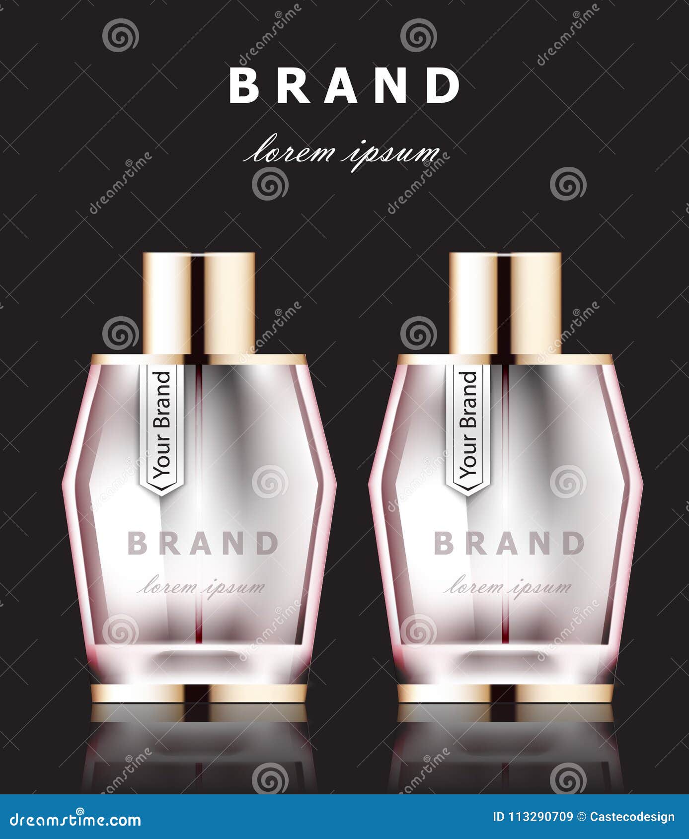 Download Vector Realistic Pink Perfume Bottles Mock Up. Product Packaging Detailed Cosmetic Stock Vector ...