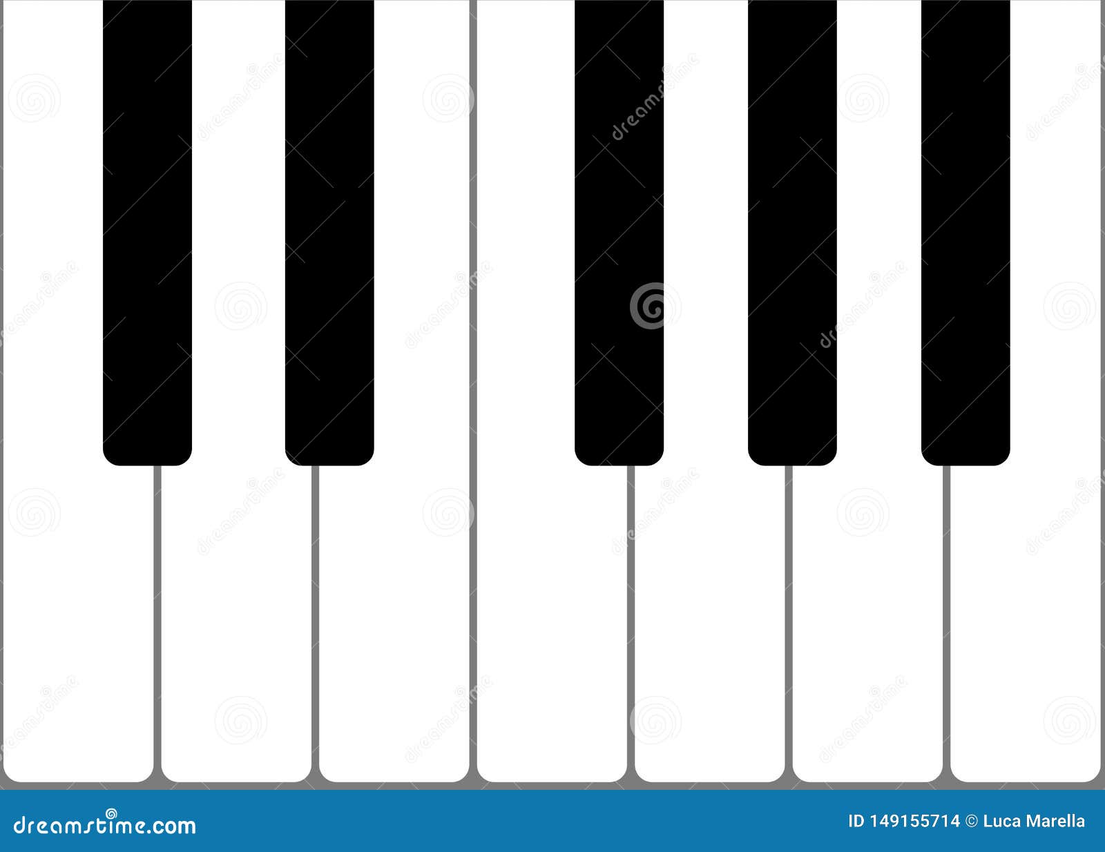  proportionate  of one octave 12 notes piano keyboard