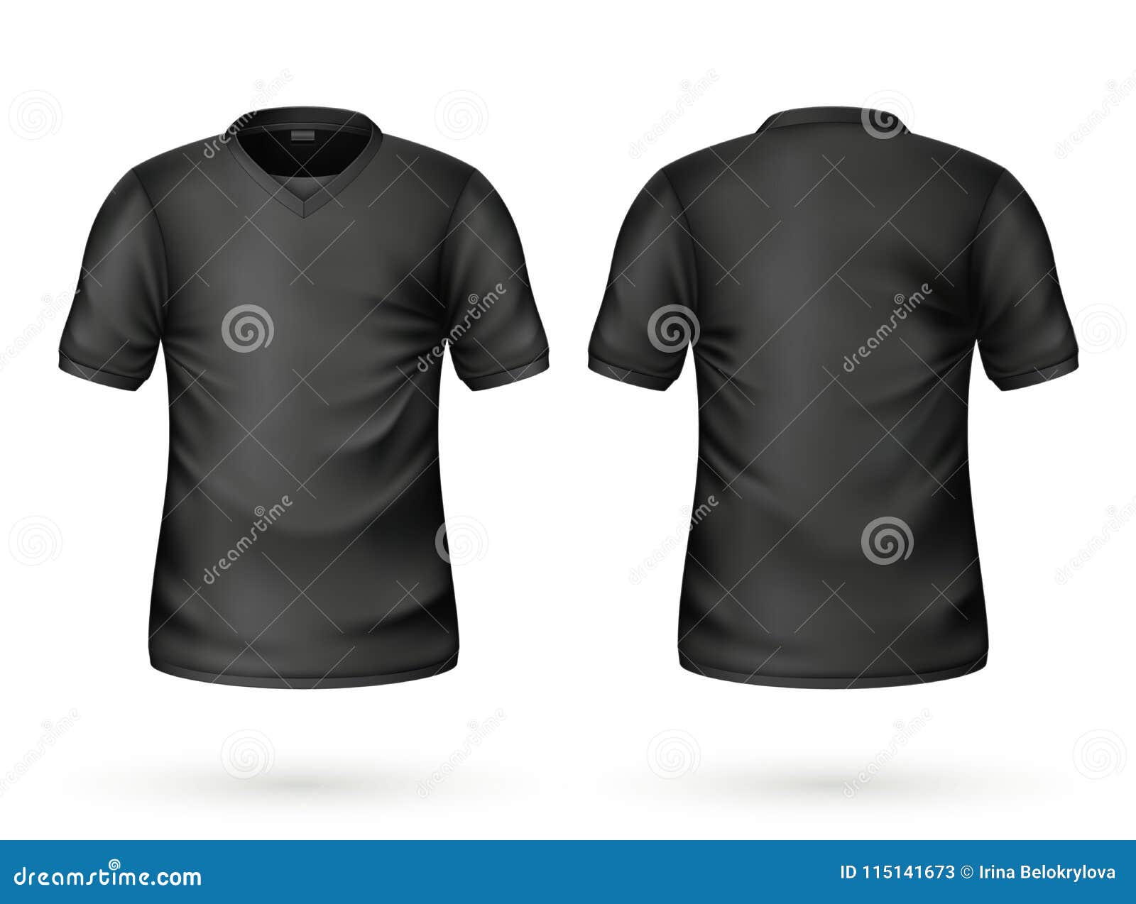 Download Vector Realistic T-shirt Black Blank Mockup Stock Vector ...