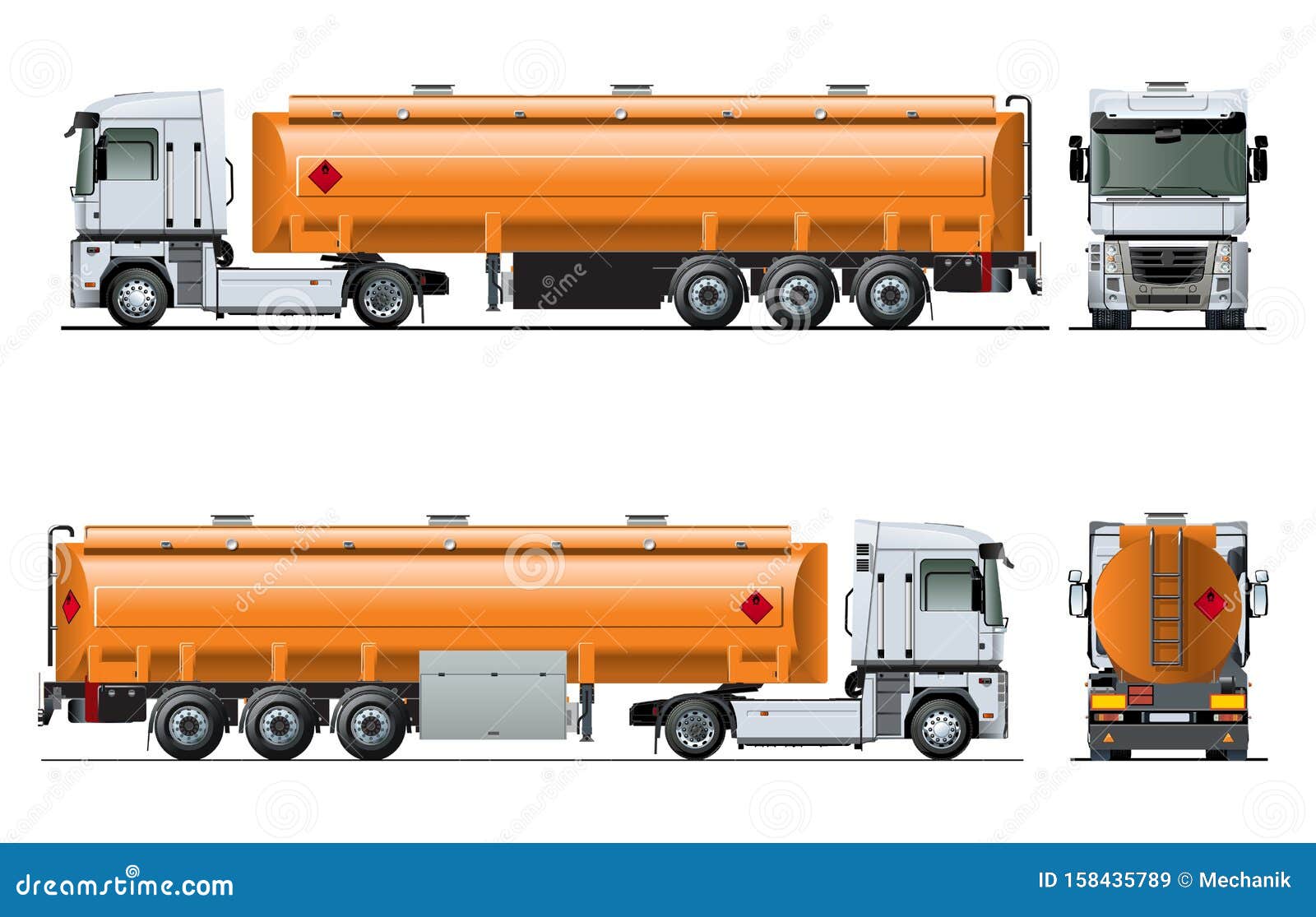 Vector Realistic Tanker Truck Template Isolated Stock Vector