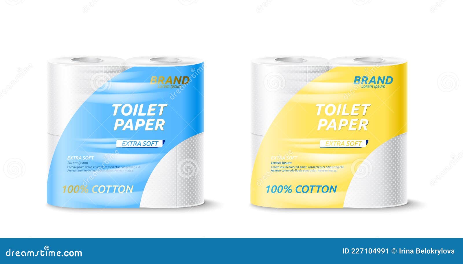 Vector Realistic Toilet Paper Roll Package Mockup Stock Vector
