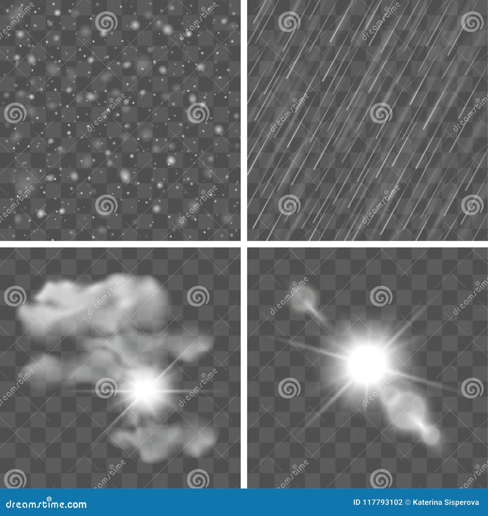 Vector Realistic Weather Texture Set Snow Rain Overcasted Sk Stock Vector Illustration Of Lights Climate