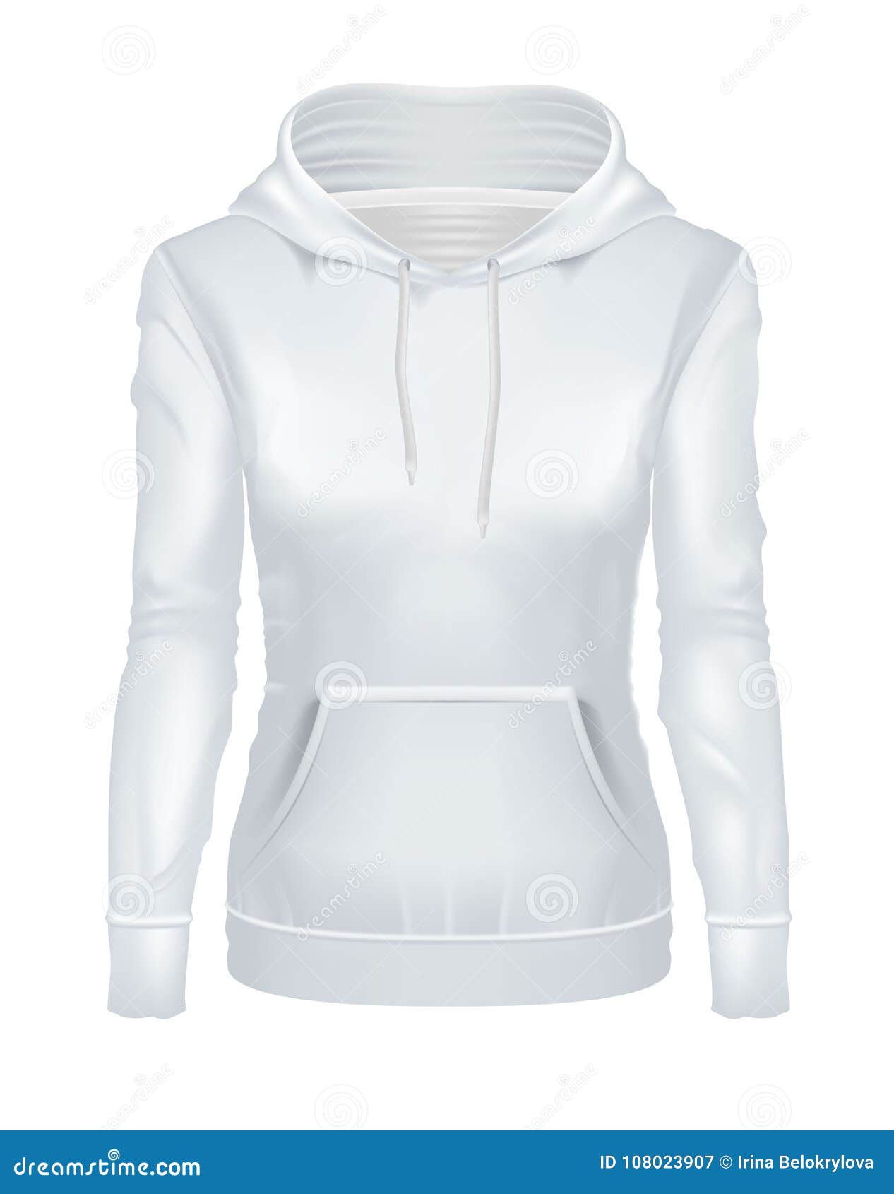 Download Vector Realistic White Girl Hoodie Template Mockup Stock Vector - Illustration of hood, fashion ...