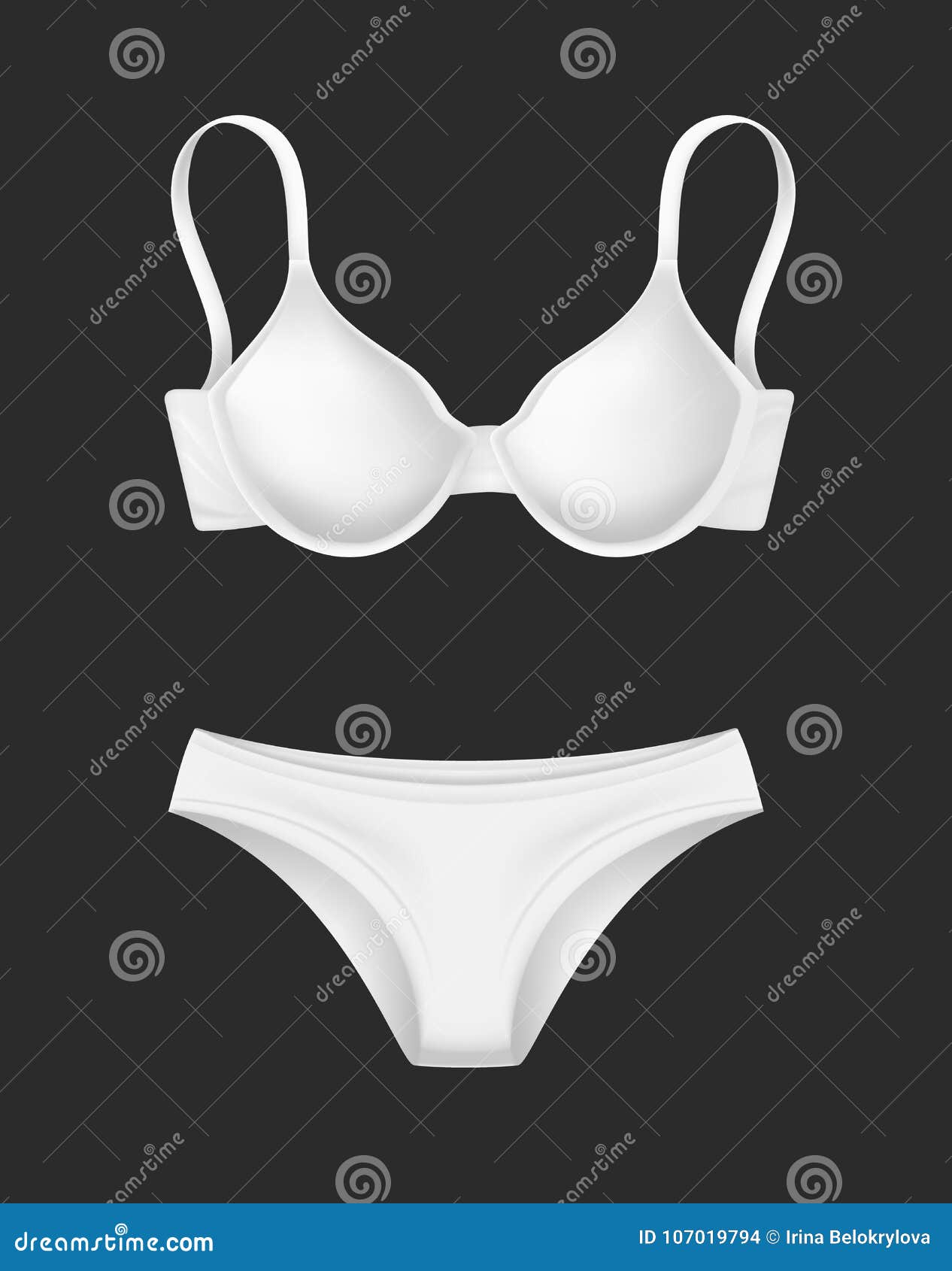 Vector Realistic White Bra Panties Template Mockup Stock Vector