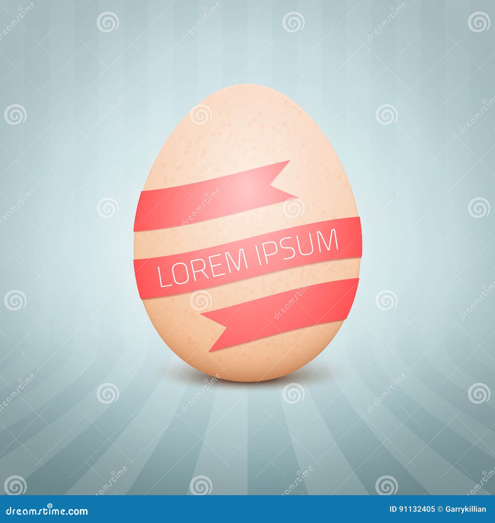  realistic yellow egg. on abstract background. 3d chicken egg with red stripe