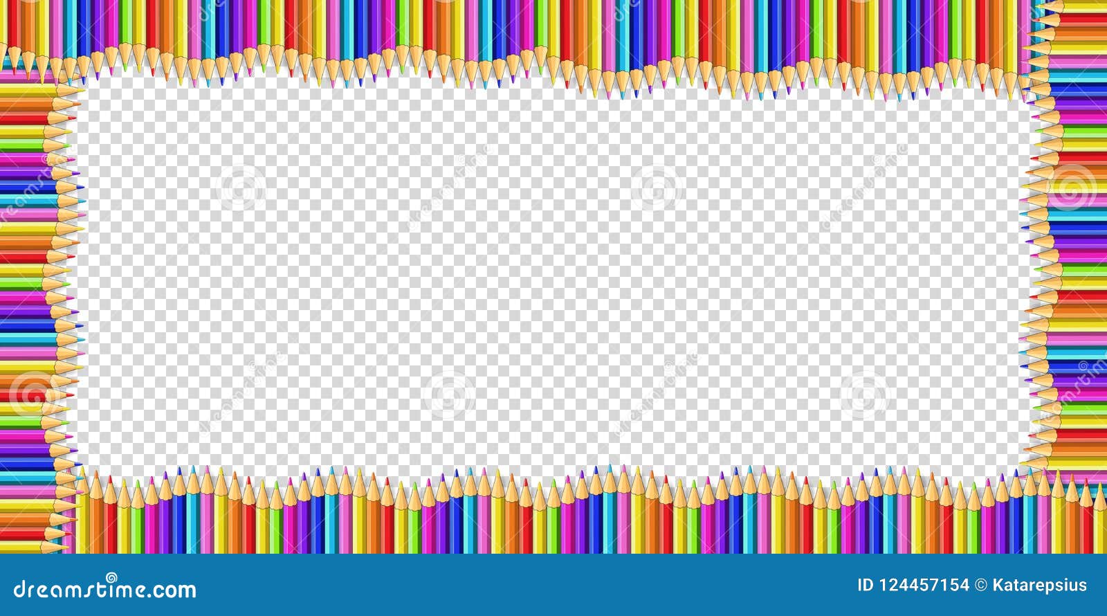 Vector Rectangle Frame Made Of Multicolored Wooden Pencils On Transparent Background Stock Vector Illustration Of Pencil Colorful