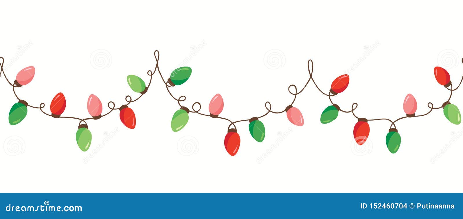  red green holiday christmas new year intertwined string lights  horizontal seamless border background