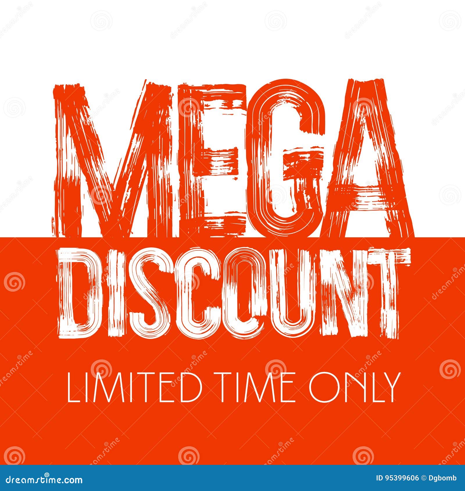 Vector Red Grungy Banner with Text Mega Discount Stock Vector