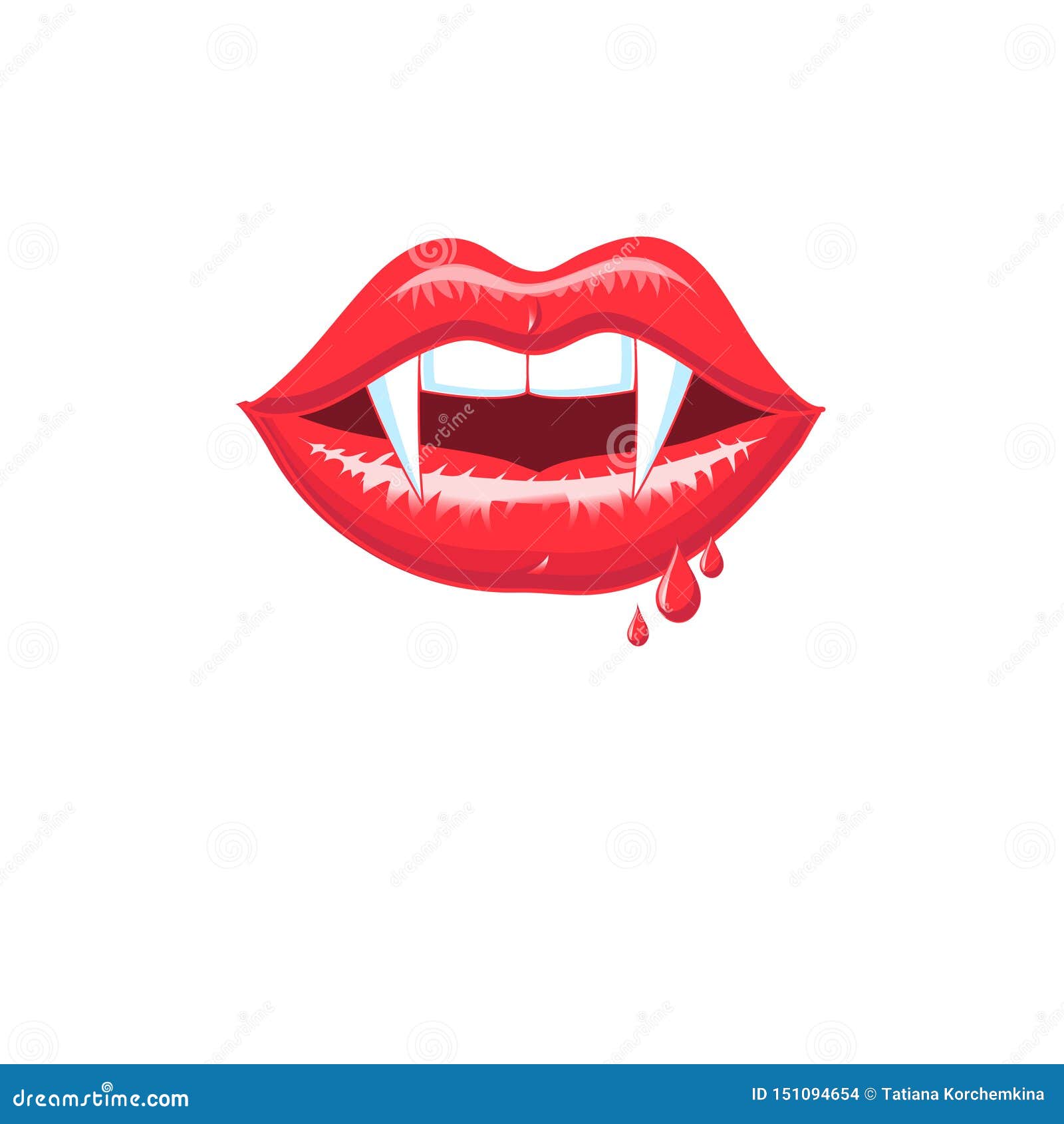 Illustration Lovely Red Shiny Vampire Lips Stock Illustration ...