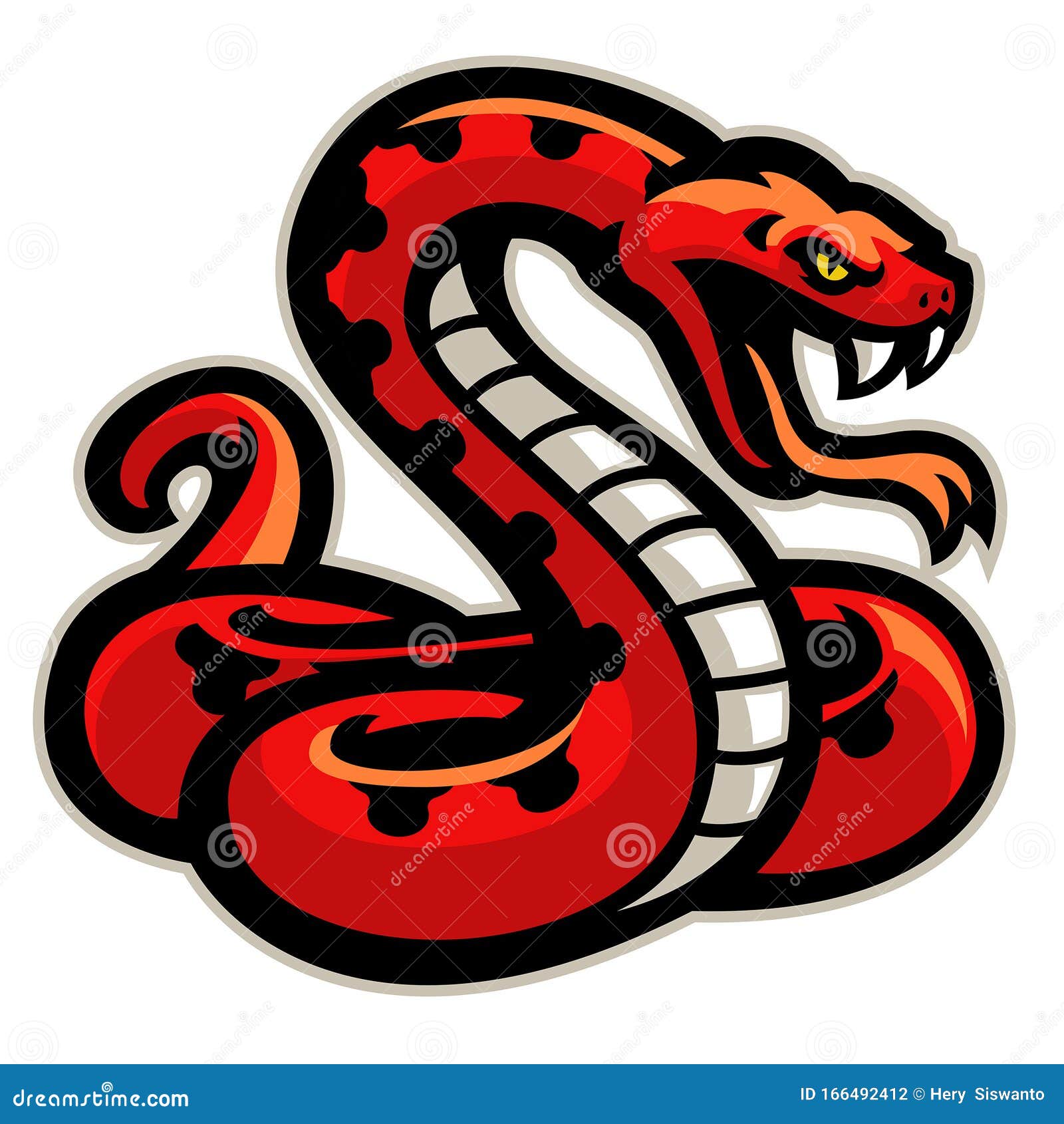 red snake mascot ready to attack