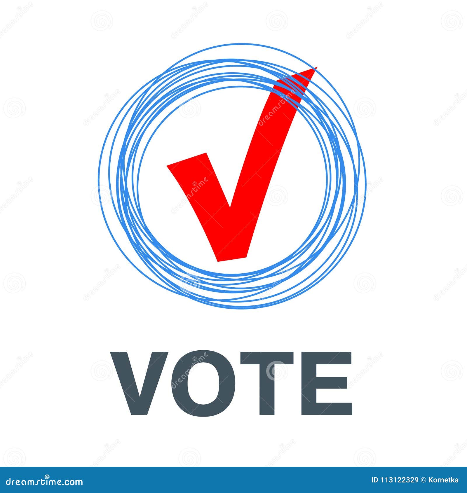  red vote label. poll icon.