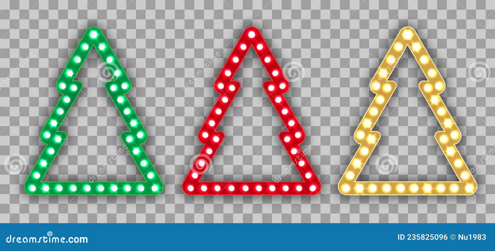 Vector Retro Billboard and Christmas Tree on Transparent Background