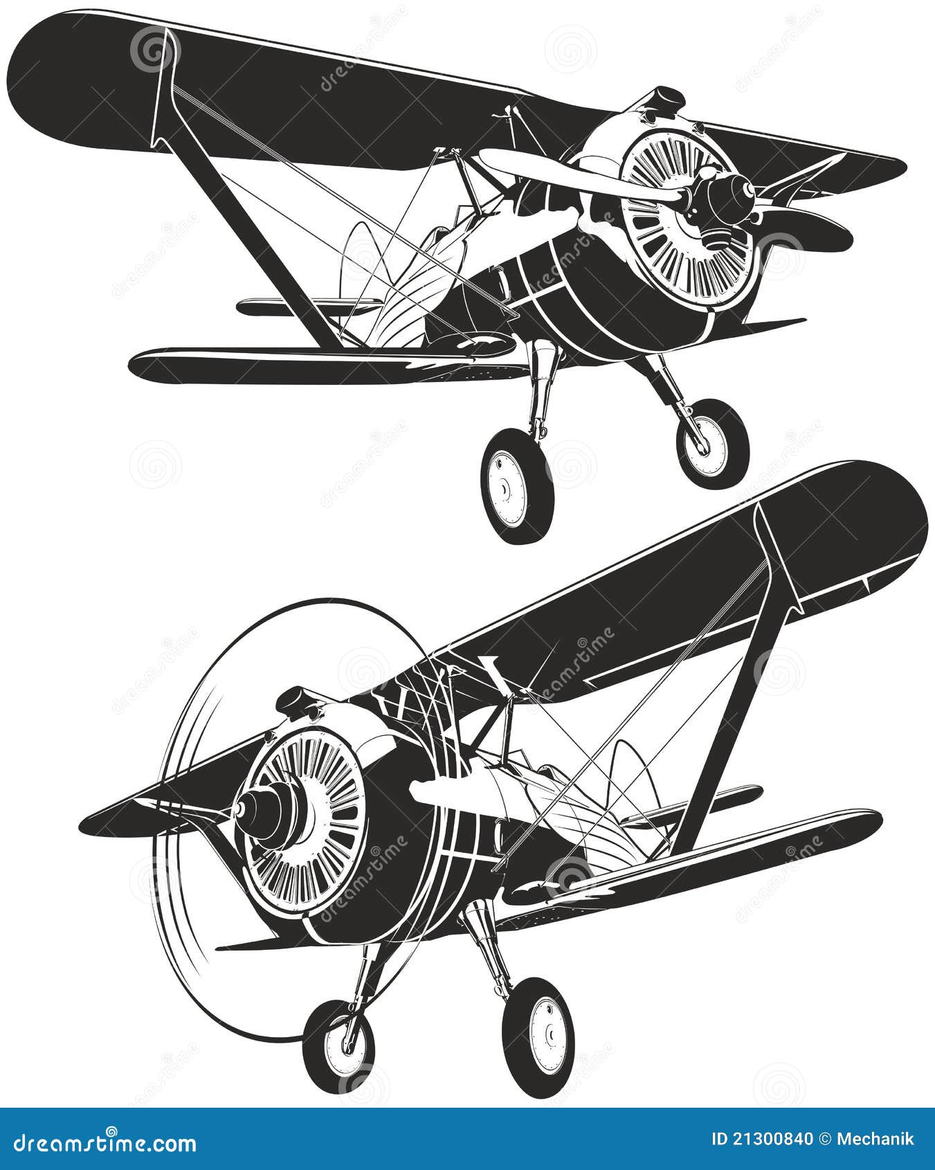Vector retro biplane stock vector. Illustration of silhouette - 21300840