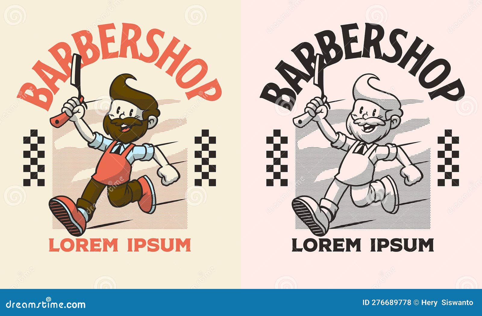 Retro Cartoon Character of Barber Mascot Logo Stock Vector