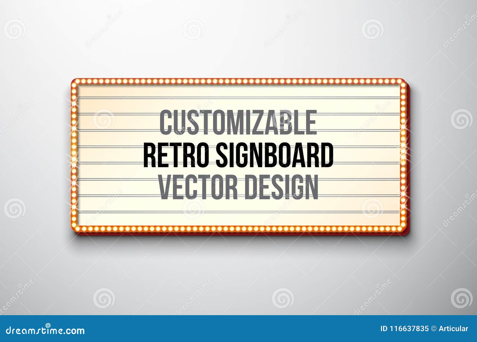Download Vector Retro Signboard Or Lightbox Illustration With Customizable Design On Clean Background Light Banner Or Vintage Stock Vector Illustration Of Blank Advertising 116637835
