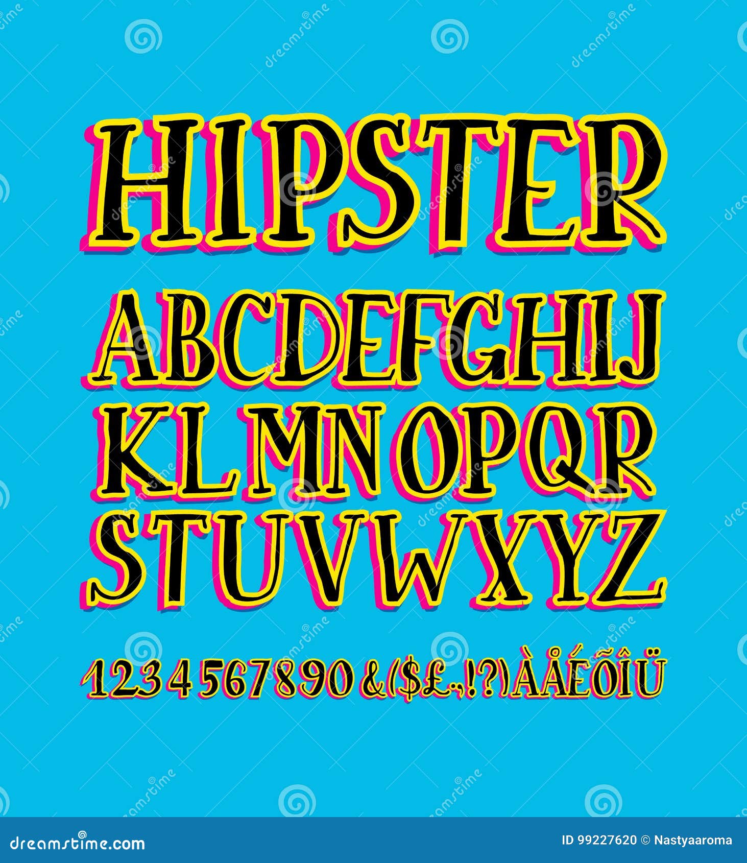 Vector of Retro Stylized Bold Font and Alphabet Stock Vector ...