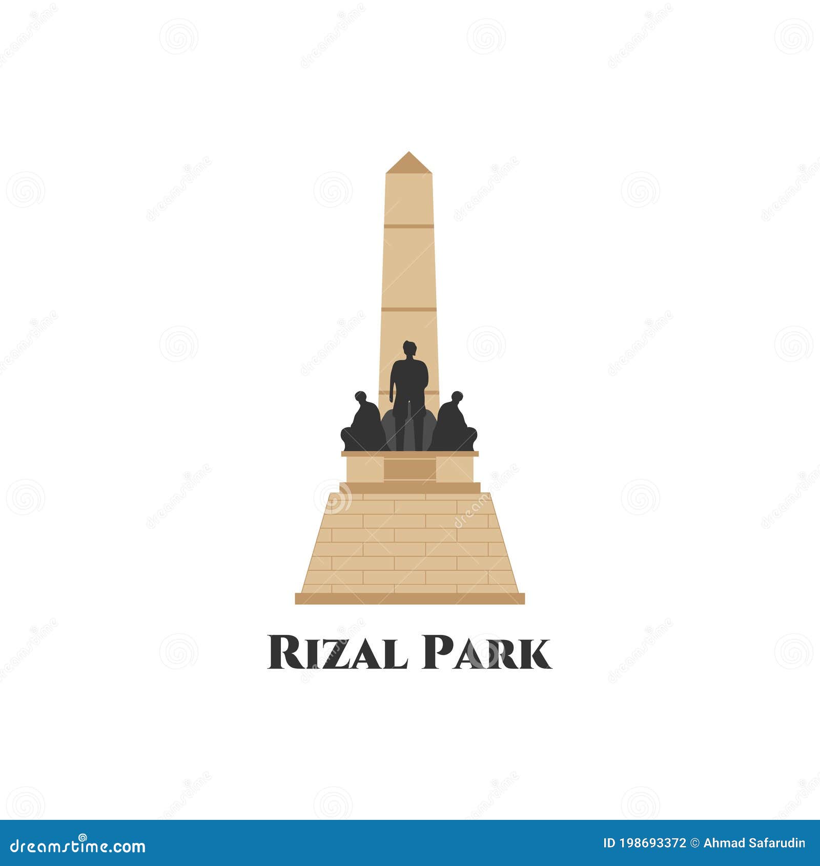  of the rizal monument memorial in rizal park in manila, philippines. minimalistic the most famous landmark .