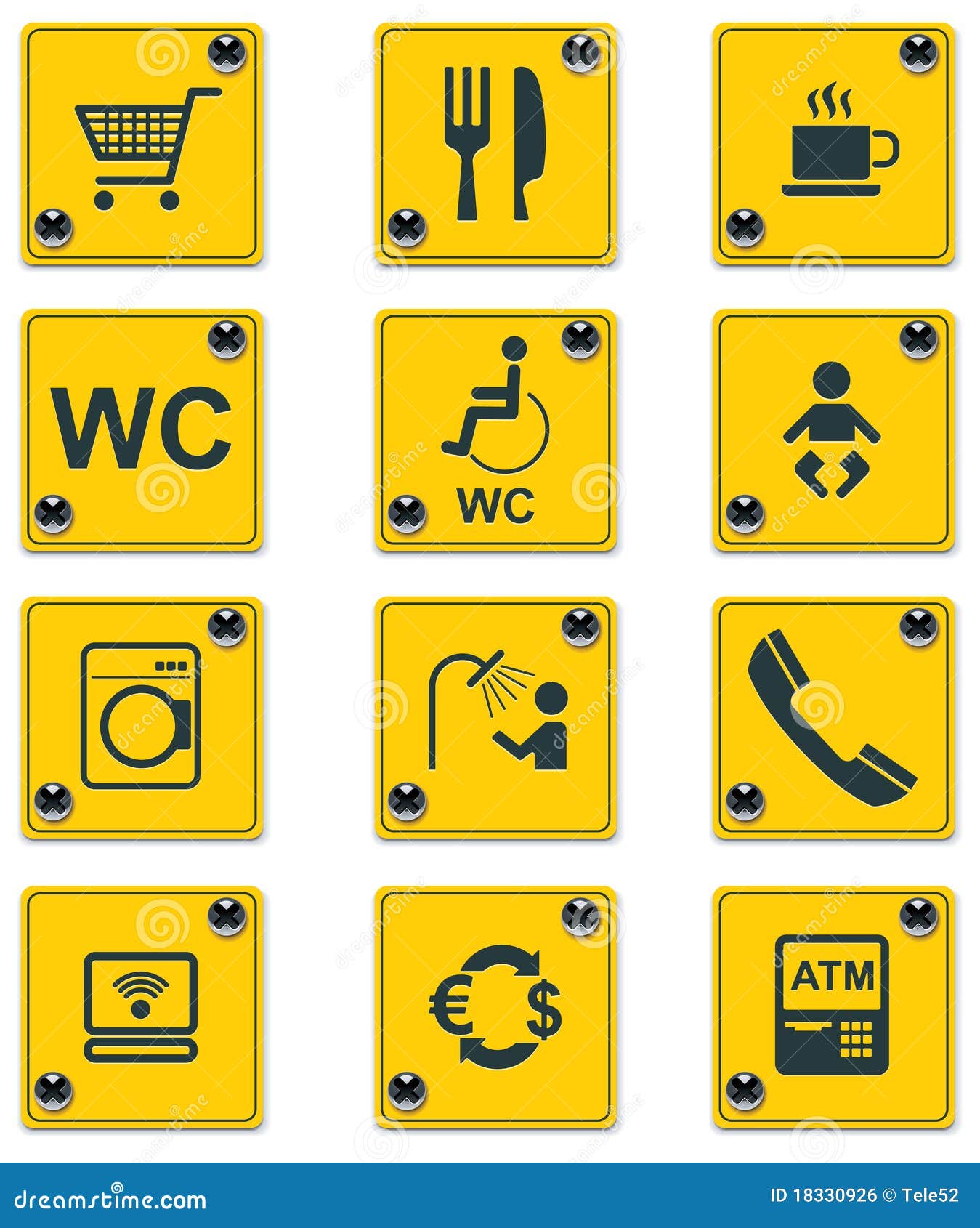 Vector Roadside Services Signs Icon Set. Part 2 Stock Vector